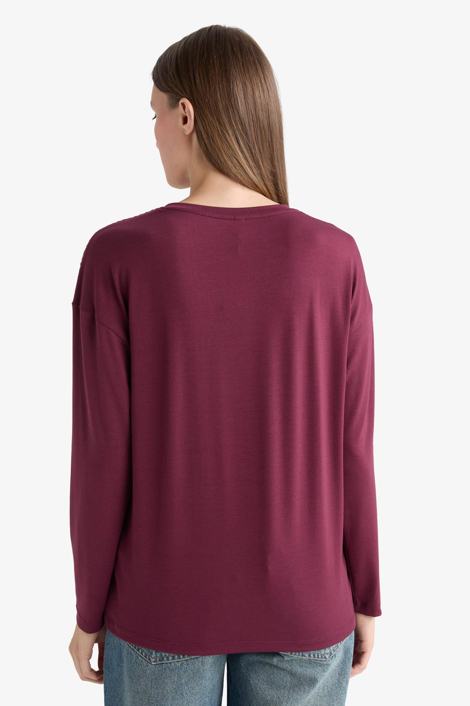 Regular Fit Bisiklet Yaka Uzun Kollu Tişört