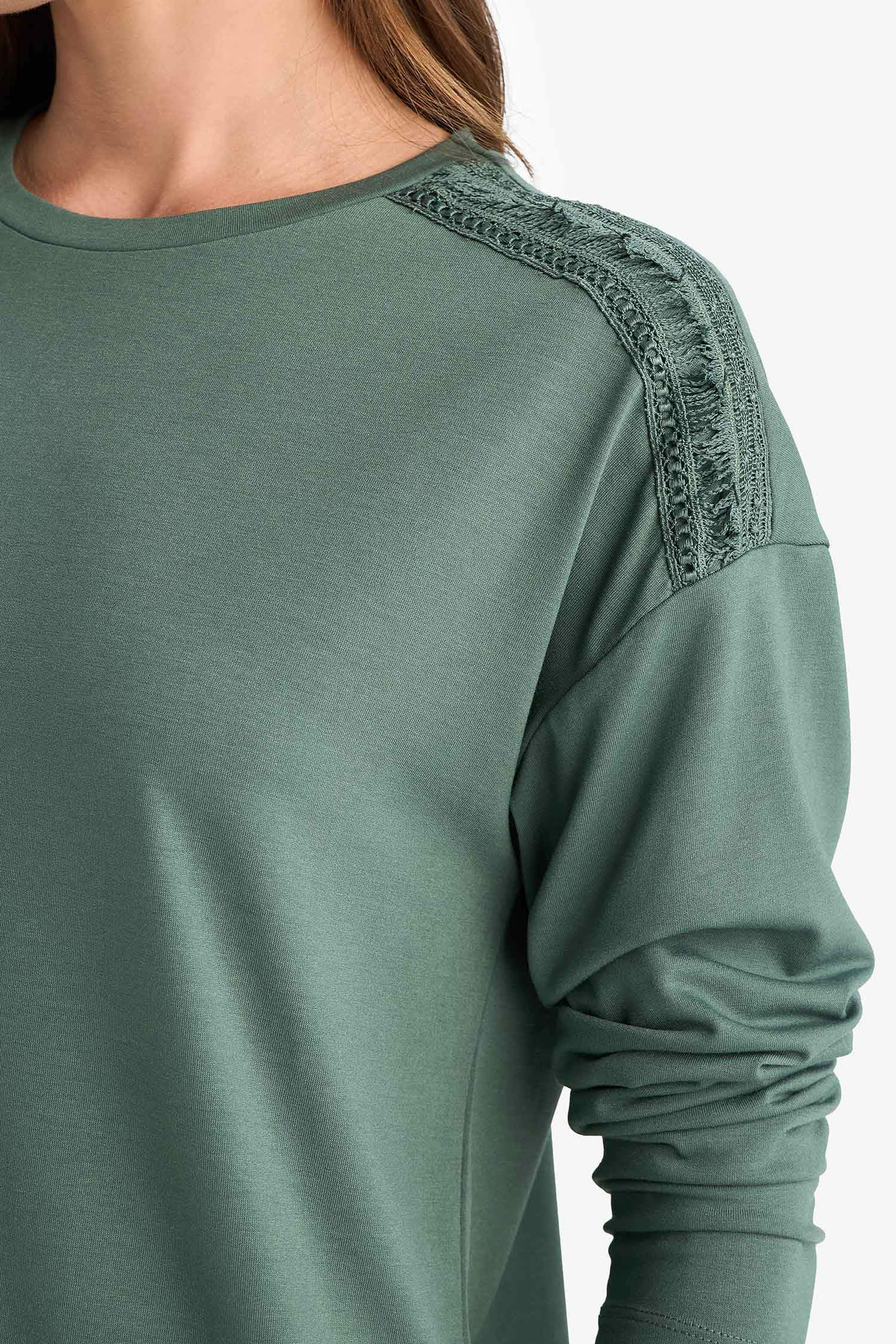 Regular Fit Bisiklet Yaka Basic Düz Uzun Kollu Tişört