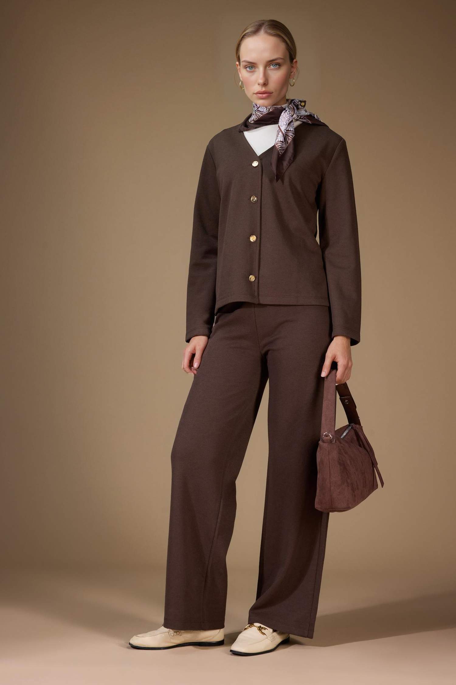 Wide Straight Leg Pique Trousers