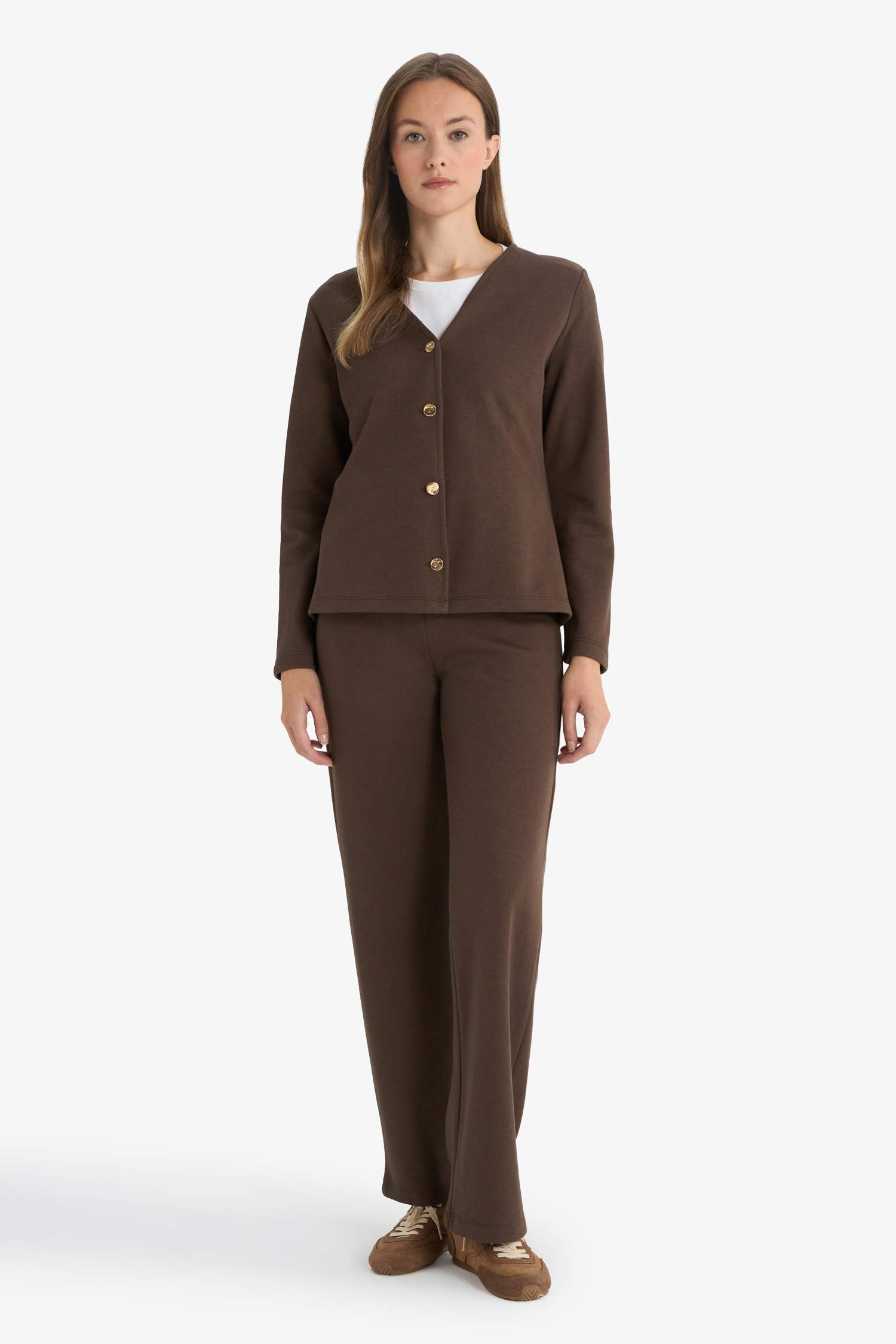 بنطلون بيكيه وايد ليج برجل واسع