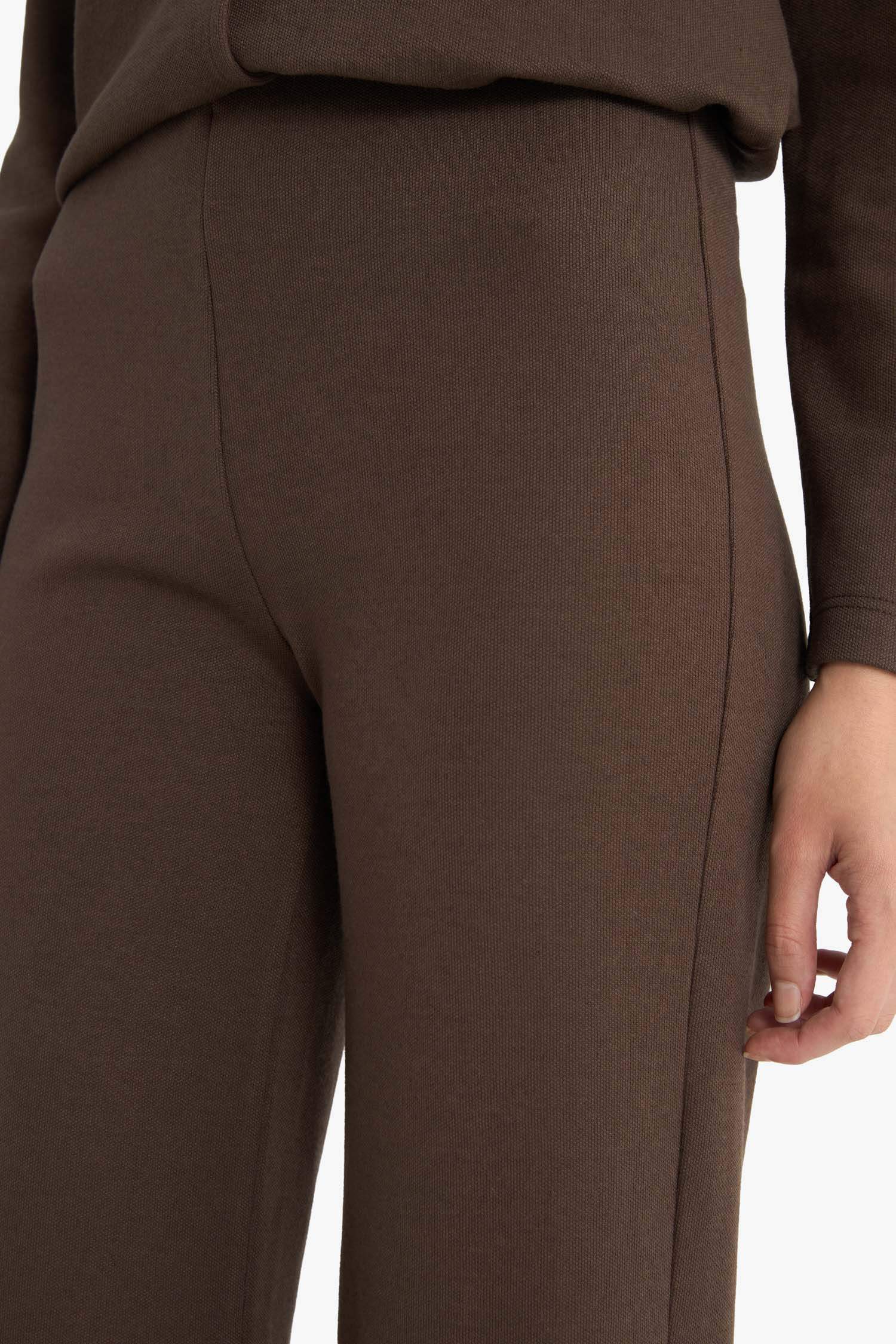 Wide Leg Düz Paça Pike Pantolon