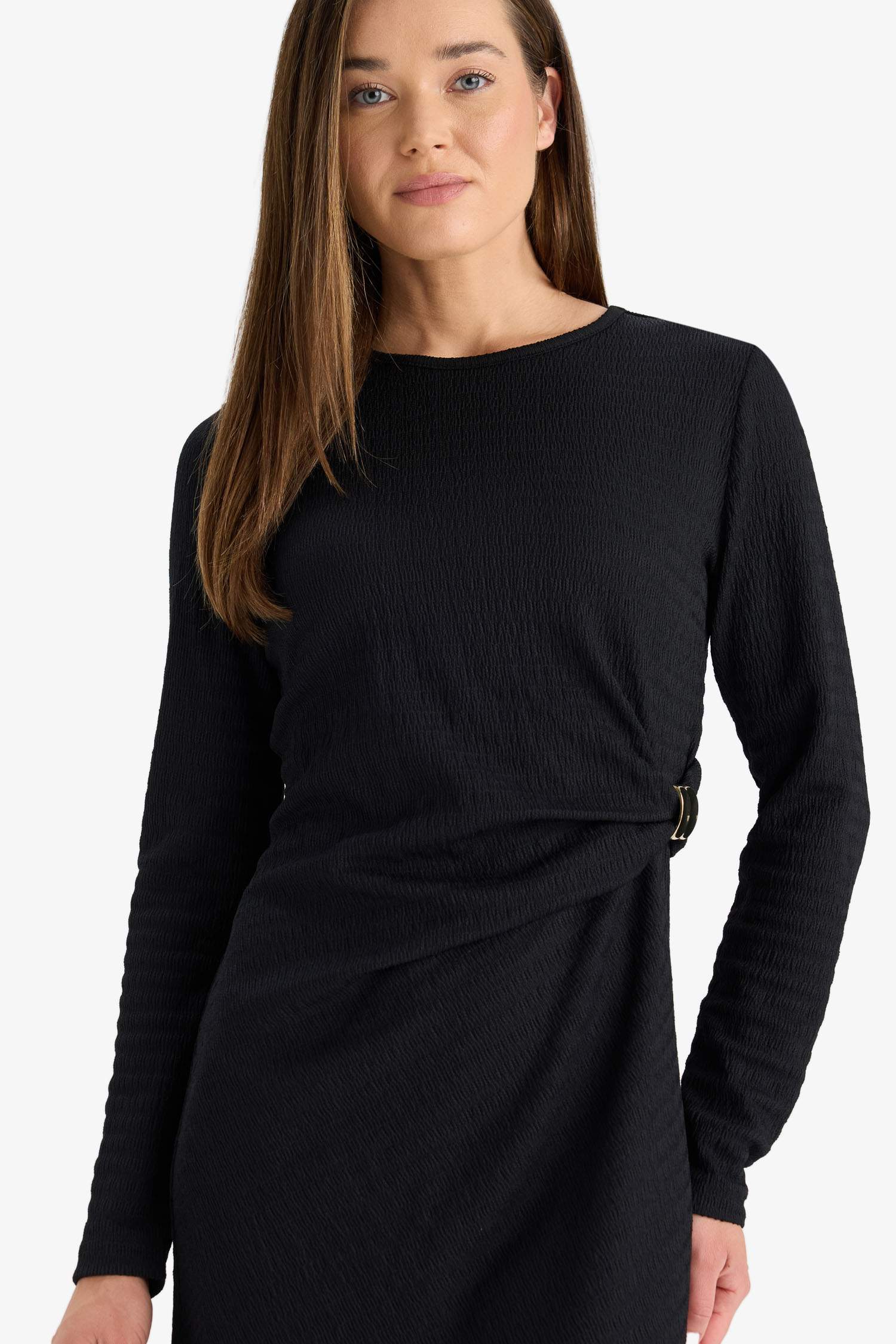 Robe à manches longues et col rond Coupe régulière