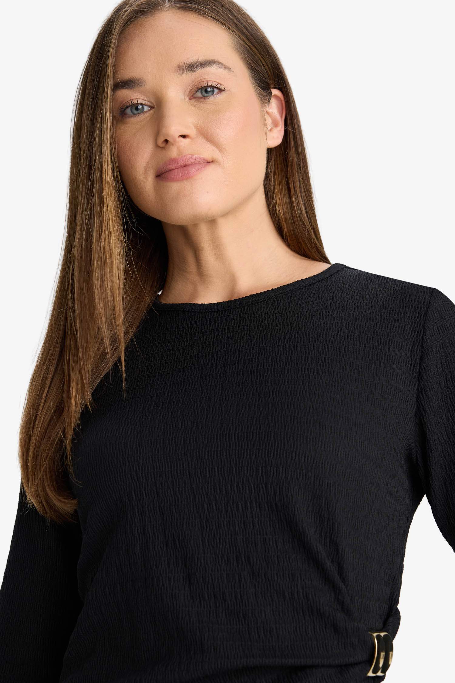 Robe à manches longues et col rond Coupe régulière