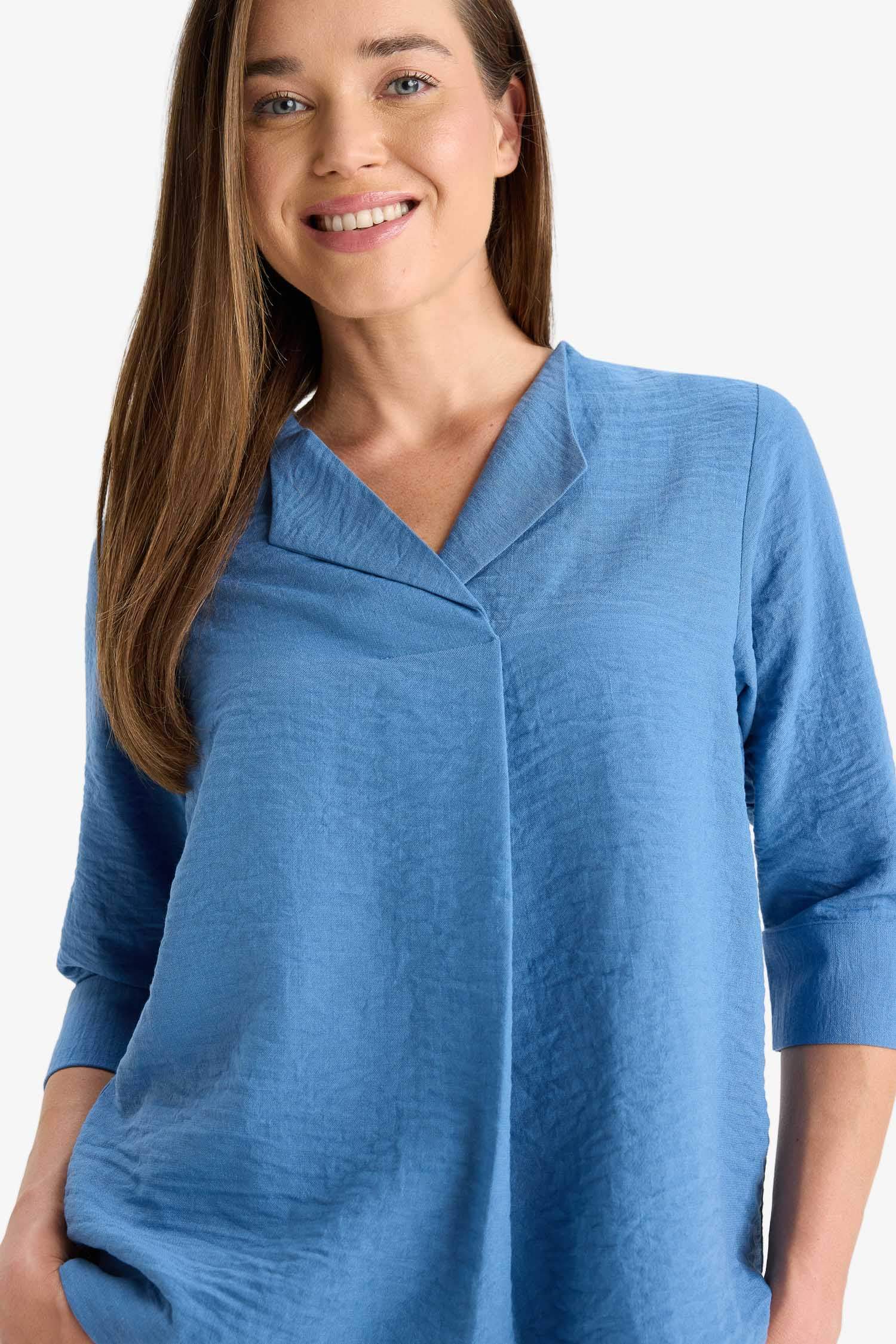 قميص ردن طويل ايروبين قصة عادية بياخة عريضة