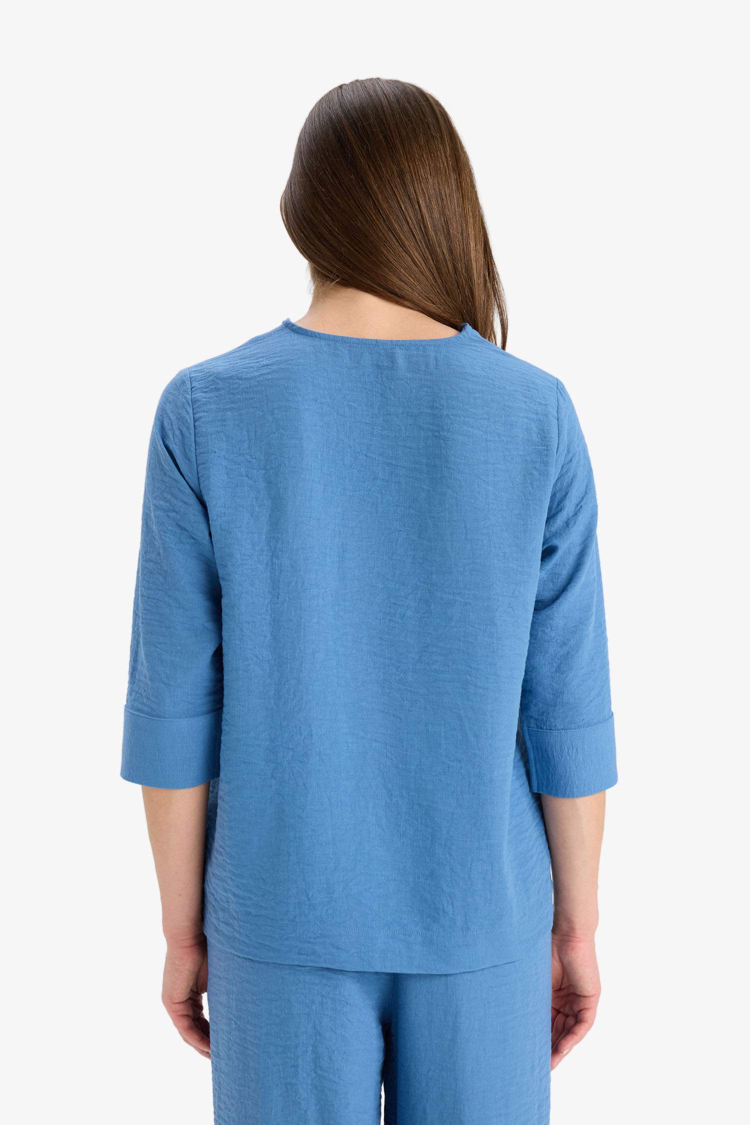 قميص ردن طويل ايروبين قصة عادية بياخة عريضة