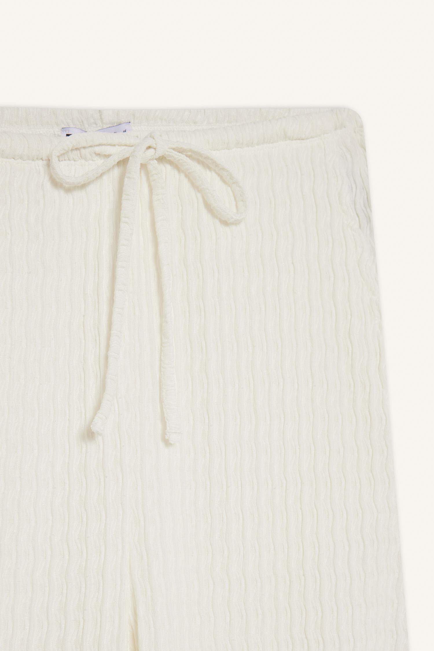 Flare Fit Elastic Waist Crepe Trousers