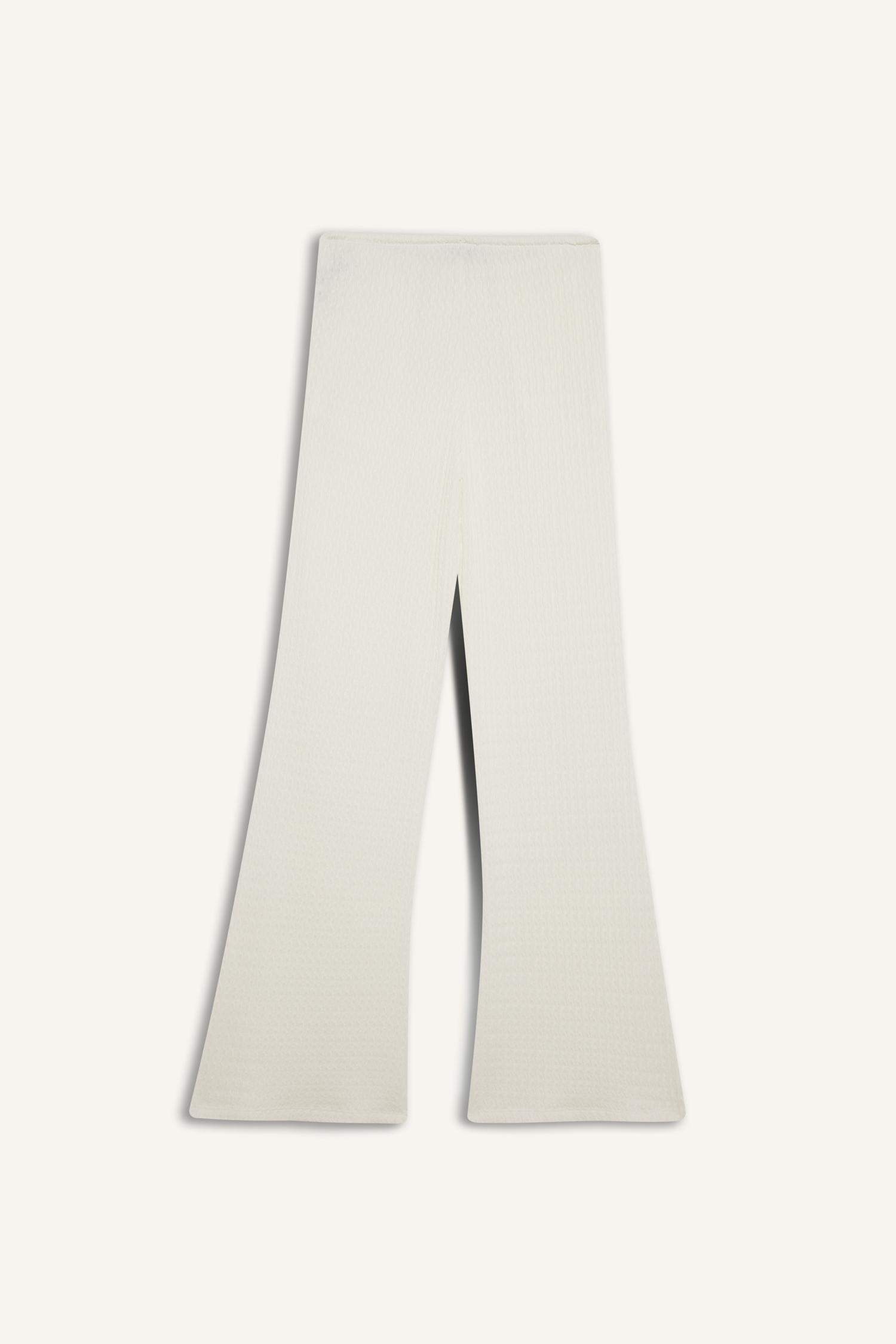 Flare Fit Elastic Waist Crepe Trousers