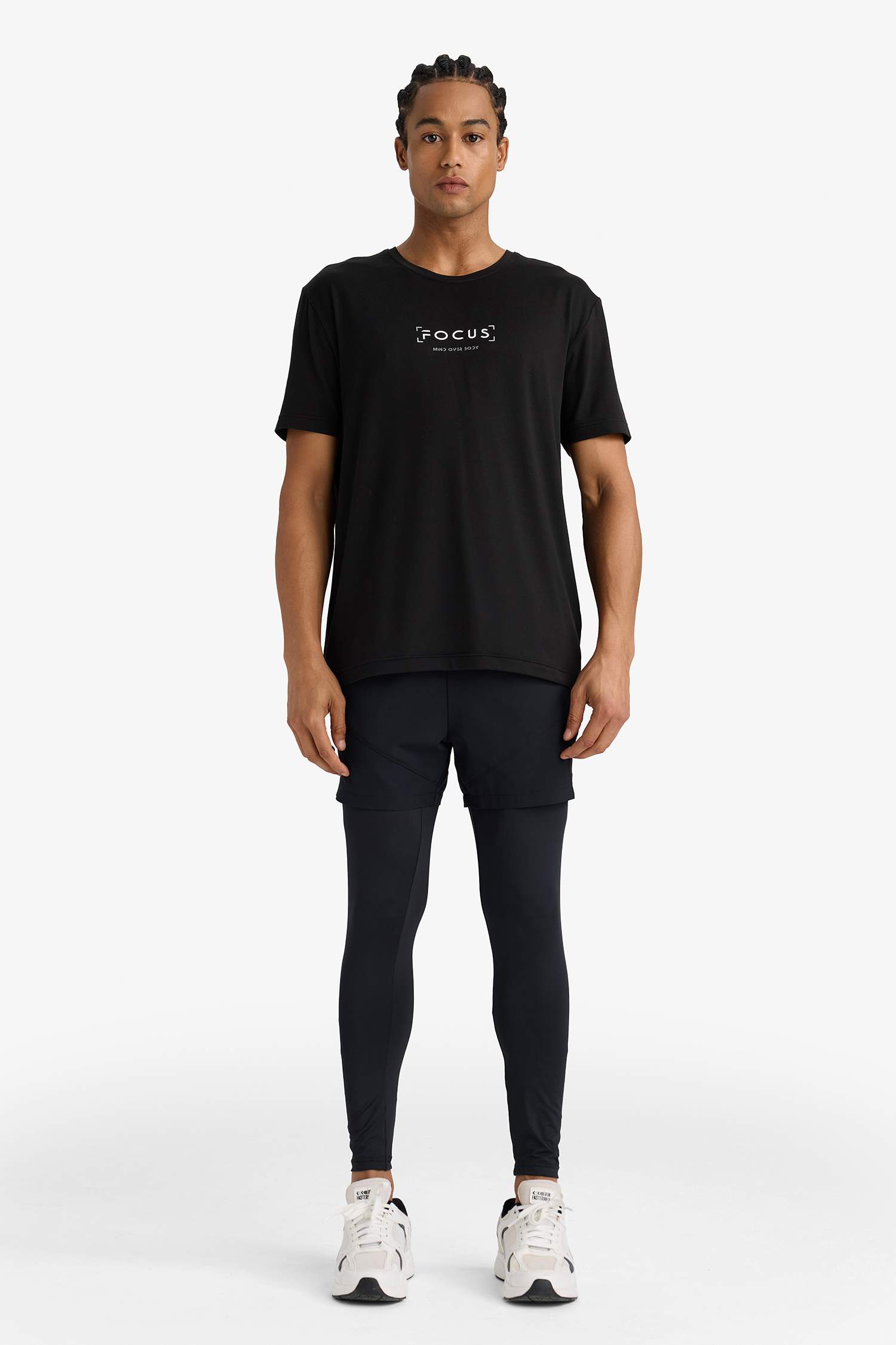 DeFactoFit Slim Fit Dar Kesim Sporcu Standart Paça İçi Taytlı Dokuma Şort