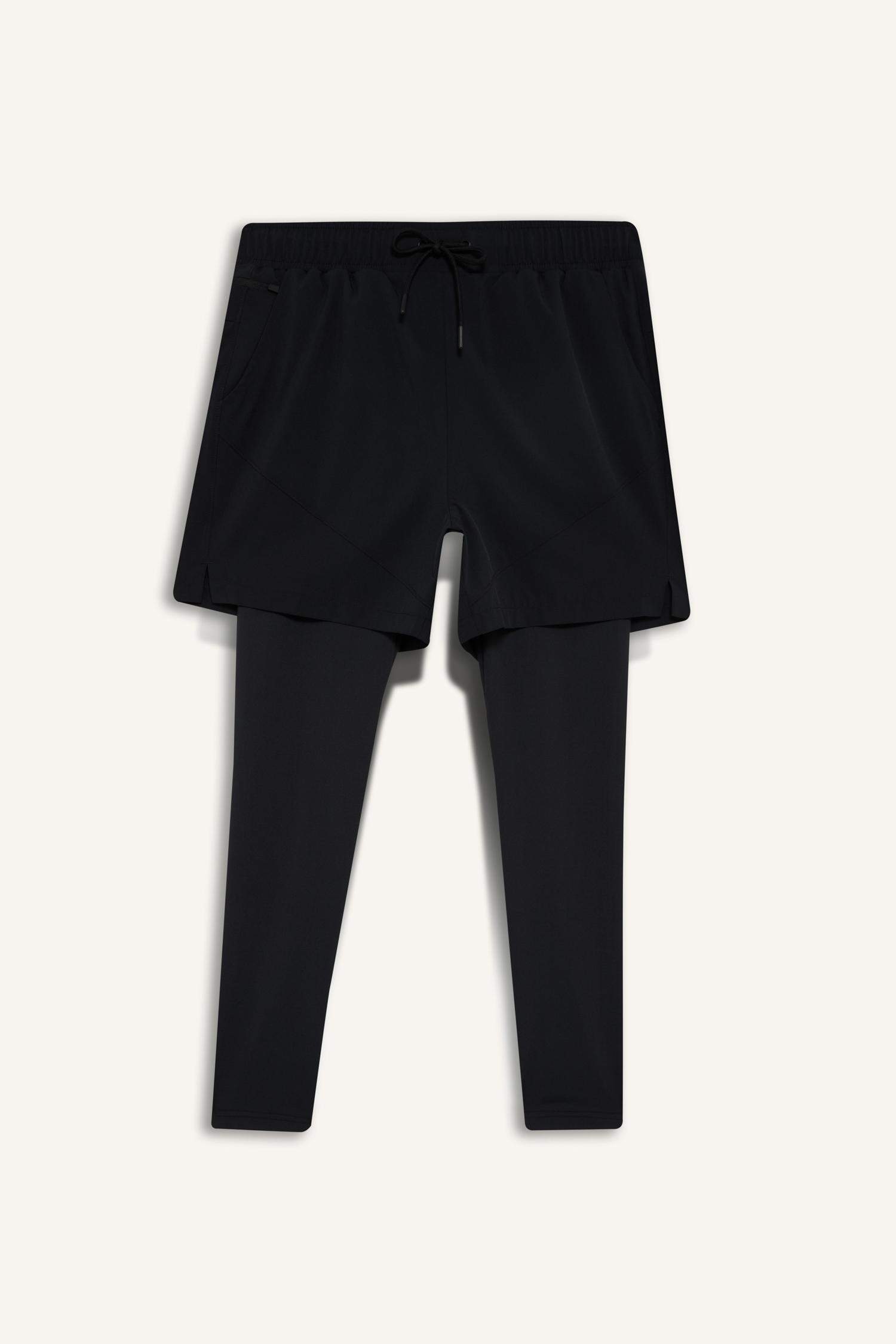 DeFactoFit Slim Fit Dar Kesim Sporcu Standart Paça İçi Taytlı Dokuma Şort