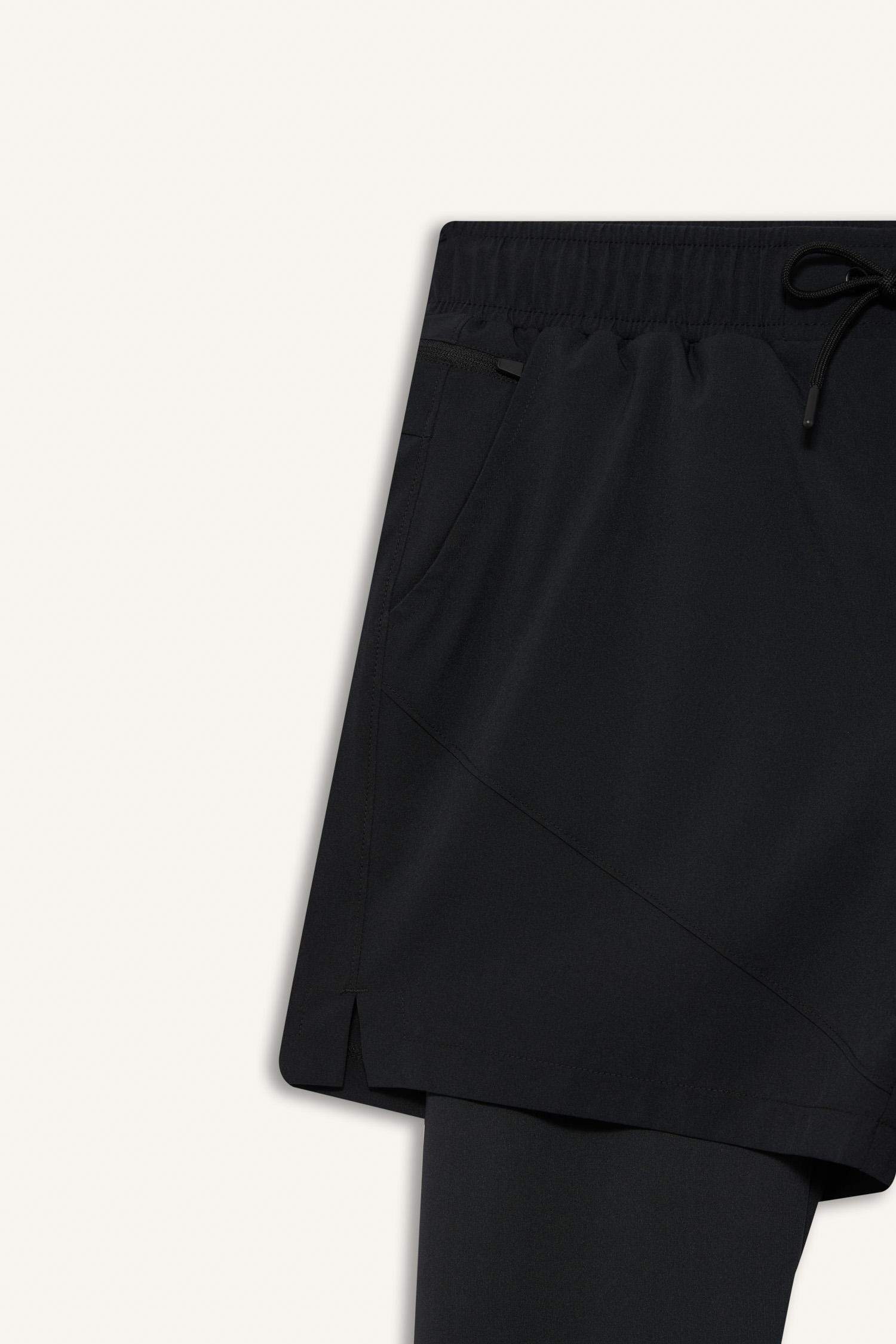 DeFactoFit Slim Fit Dar Kesim Sporcu Standart Paça İçi Taytlı Dokuma Şort