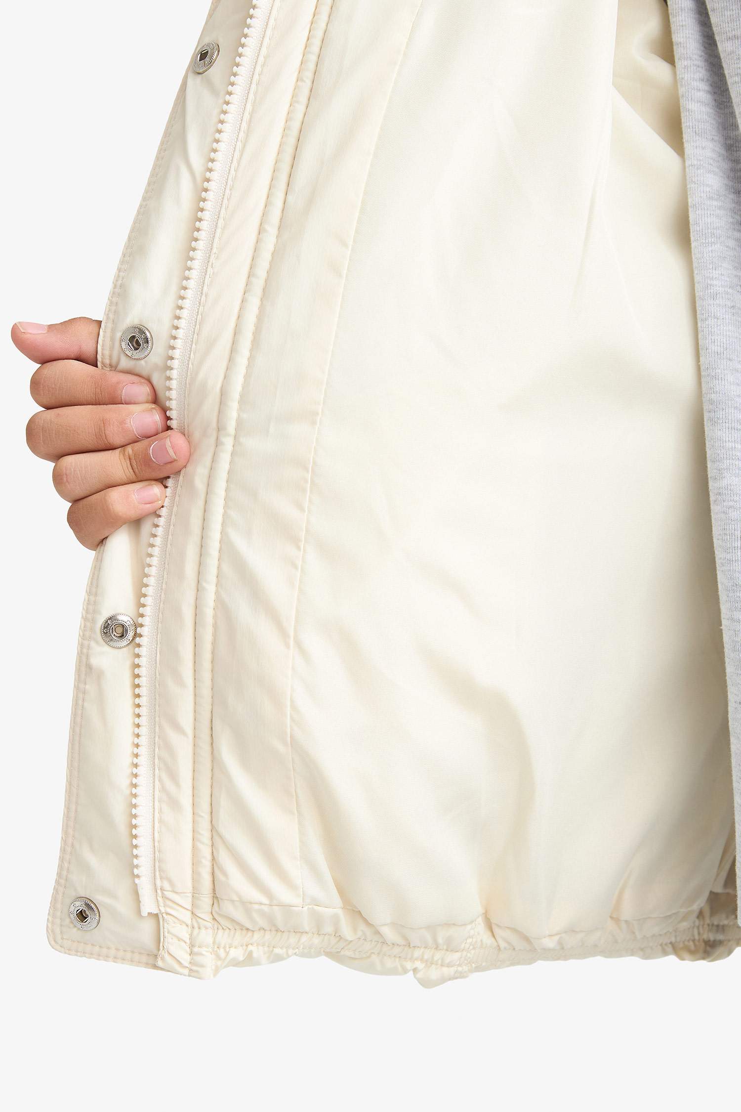 Kız Çocuk Kapüşonlu Fermuarlı Şişme Mont