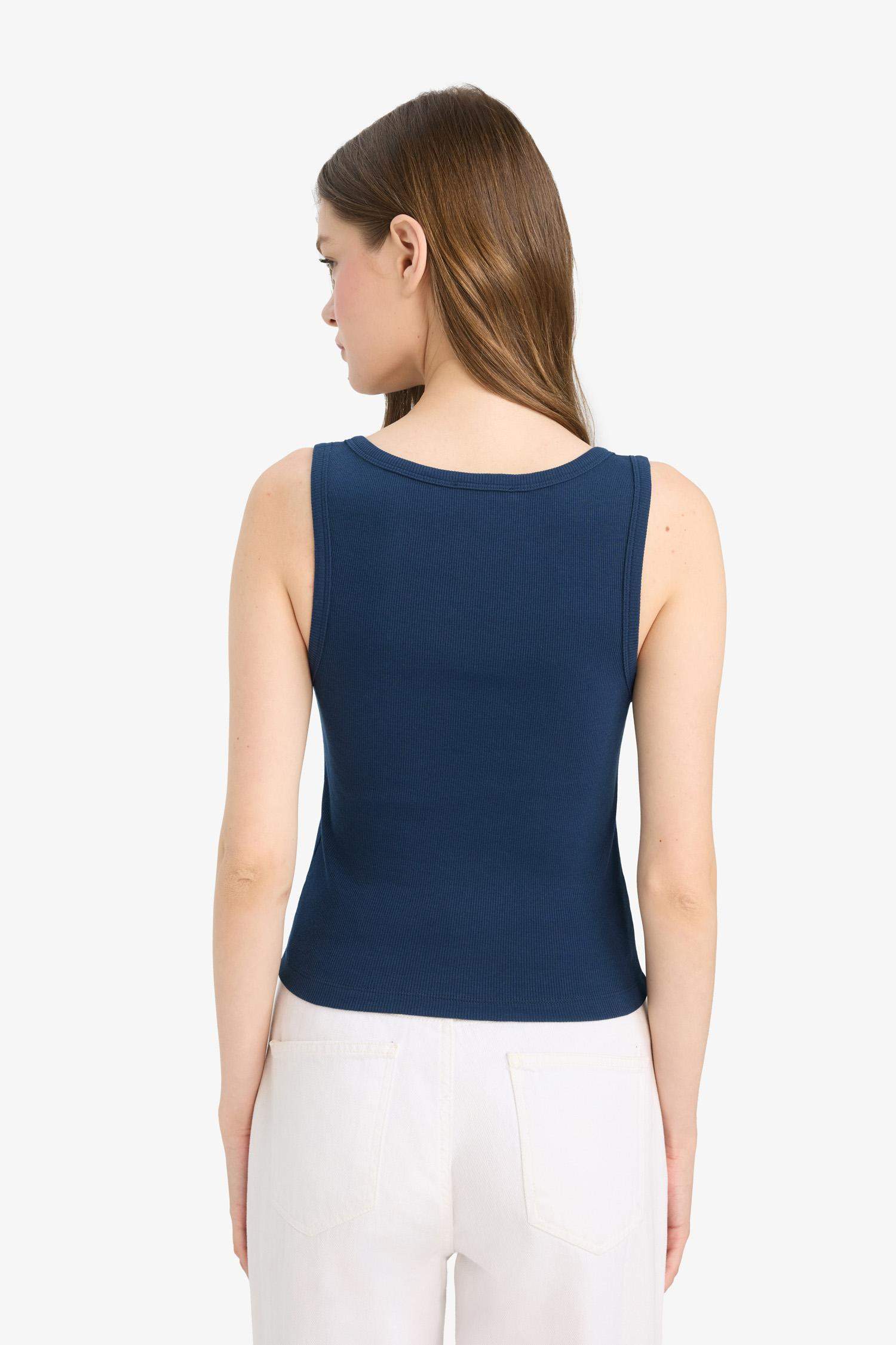 Slim Fit Camisole Button Neck Tank Top