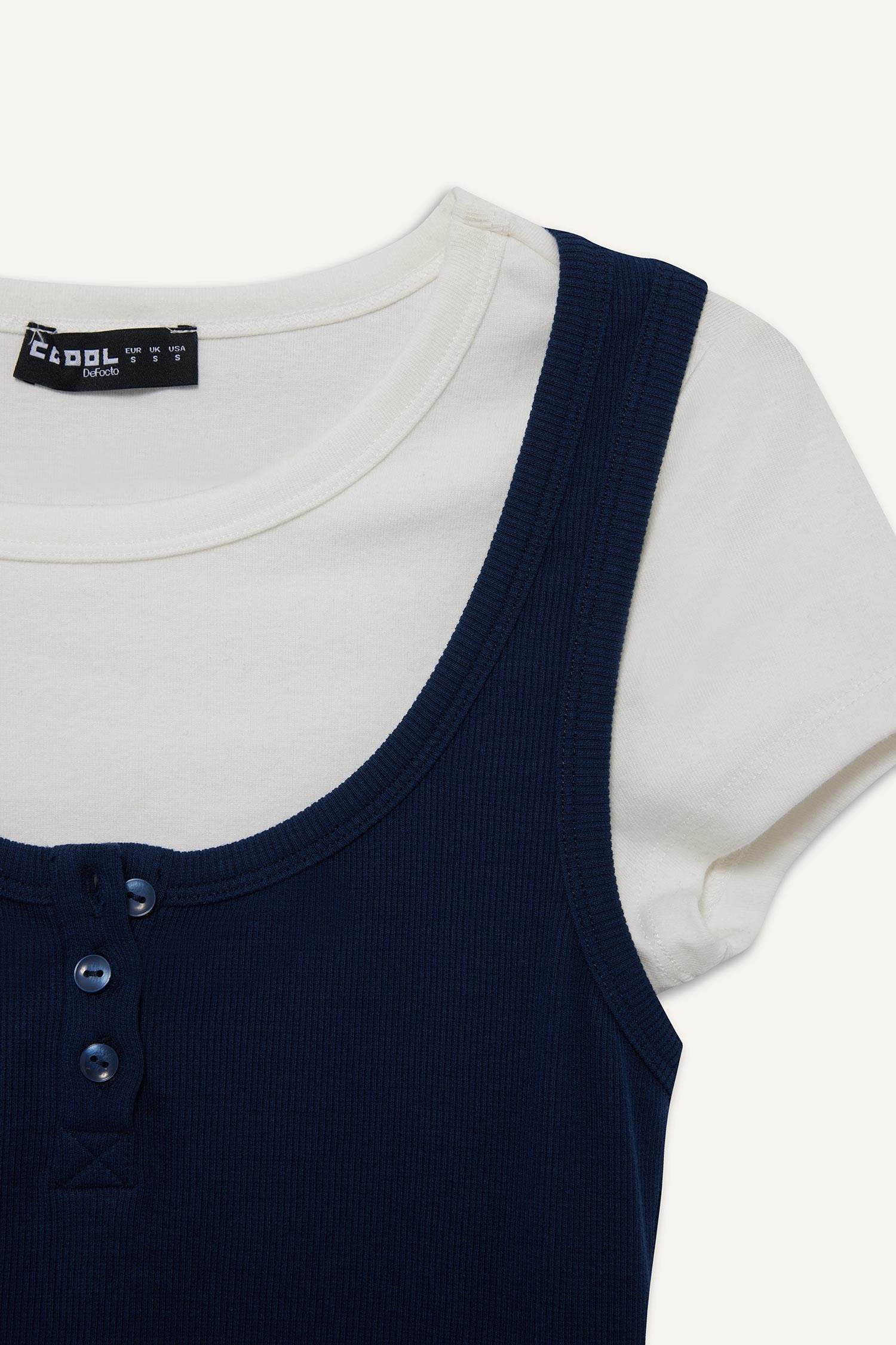 Slim Fit Camisole Button Neck Tank Top