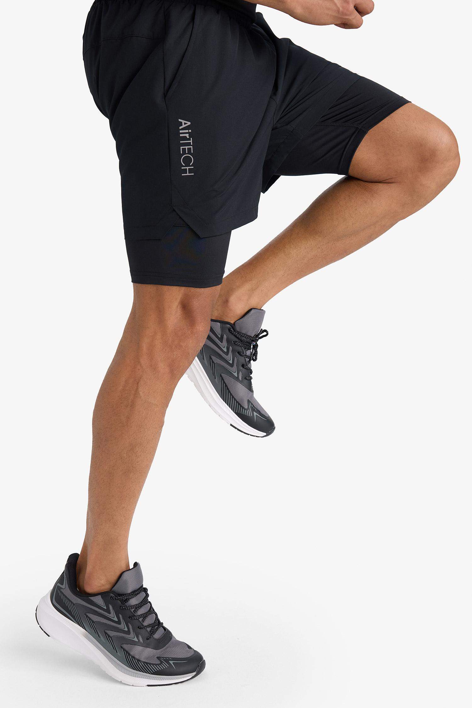 DeFactoFit Slim Fit Dar Kesim Sporcu İçi Taytlı Dokuma Şort