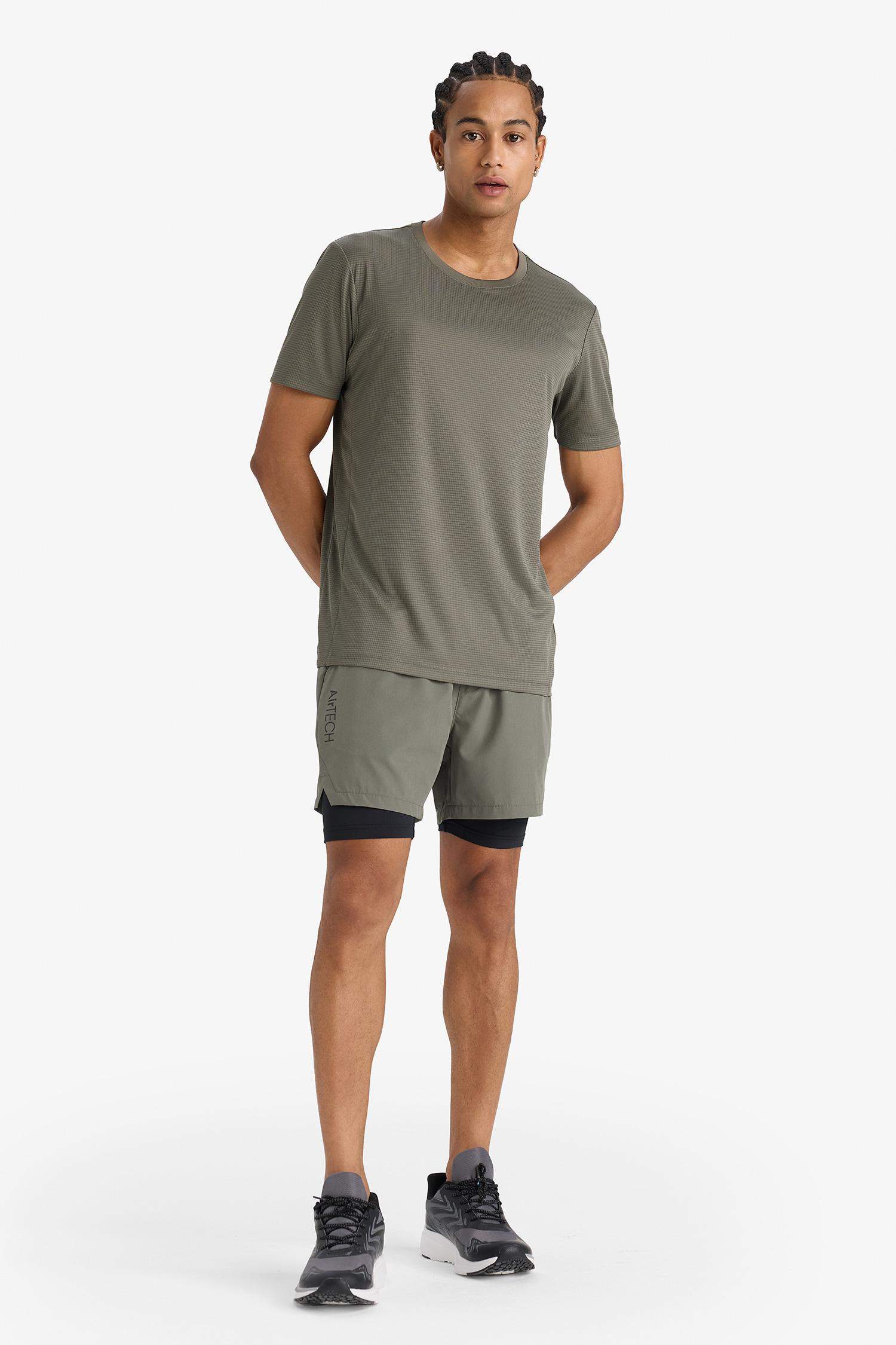 DeFactoFit Slim Fit Dar Kesim Sporcu İçi Taytlı Dokuma Şort