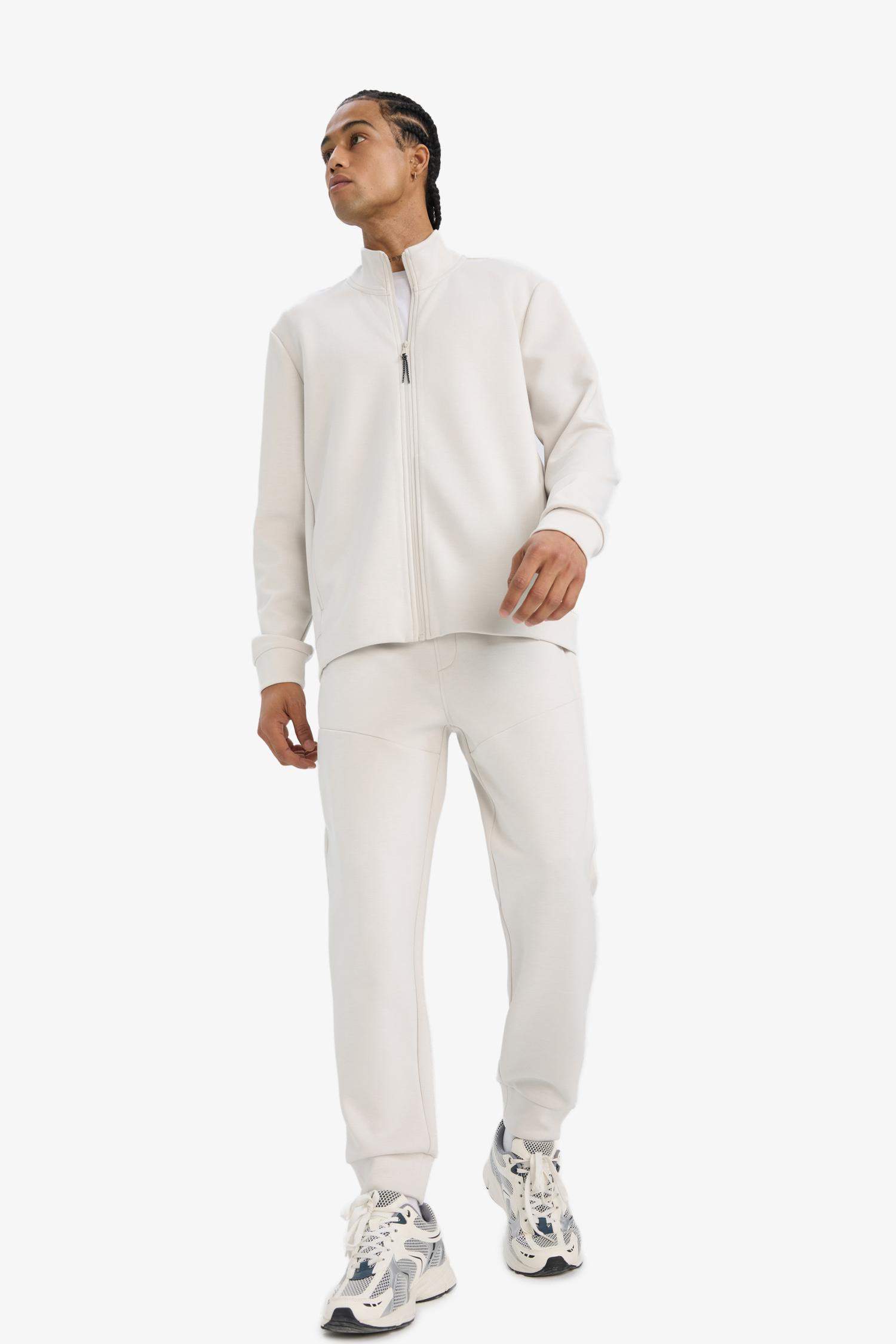 DeFactoFit Standart Fit Fermuar Cepli Düz Paça Yumuşak Tuşe Skuba Dalgıç Kumaş Sporcu Jogger Eşofman Altı