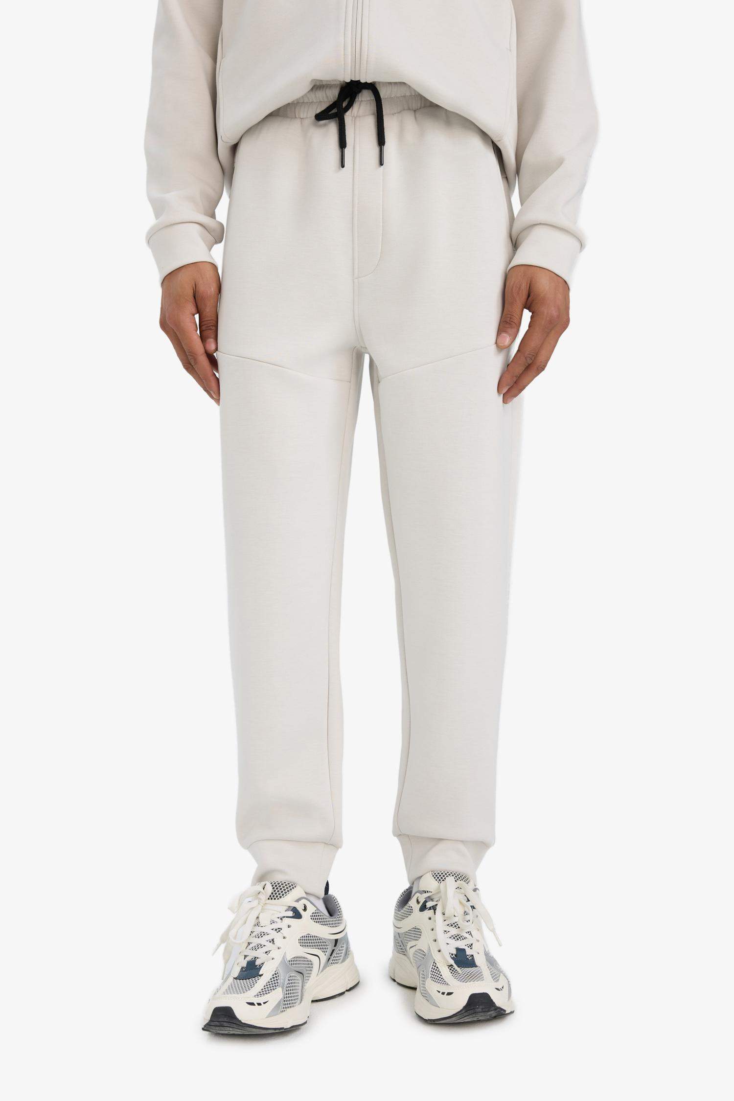 DeFactoFit Standart Fit Fermuar Cepli Düz Paça Yumuşak Tuşe Skuba Dalgıç Kumaş Sporcu Jogger Eşofman Altı