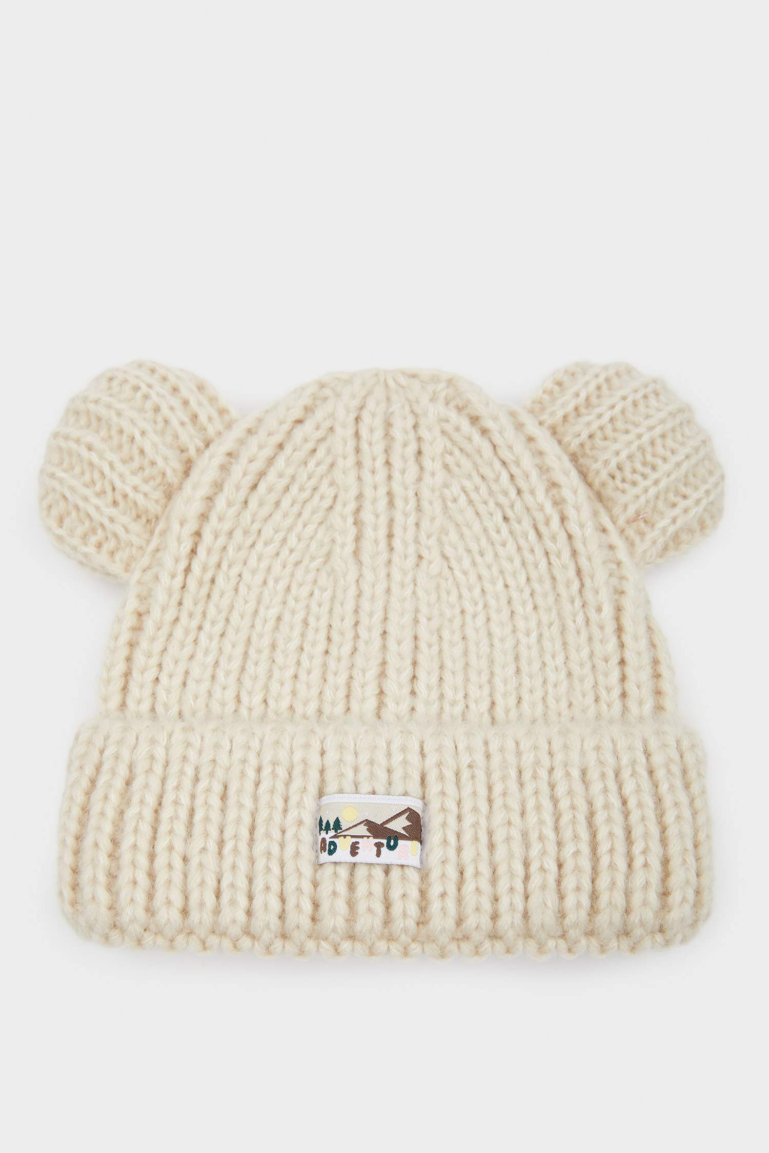 Kız Bebek Dokuma Etiketli Kulaklı Triko Bere