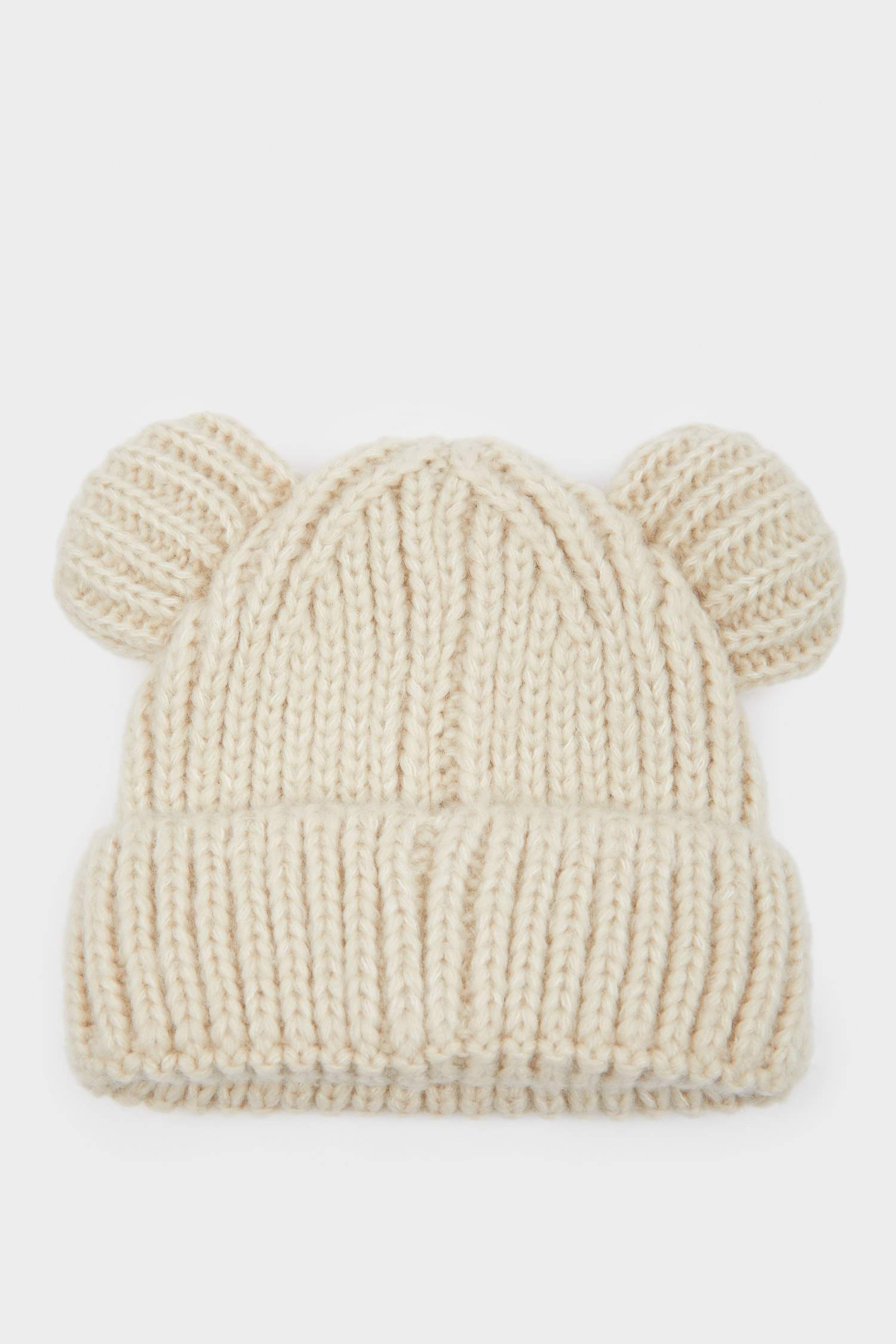 Kız Bebek Dokuma Etiketli Kulaklı Triko Bere