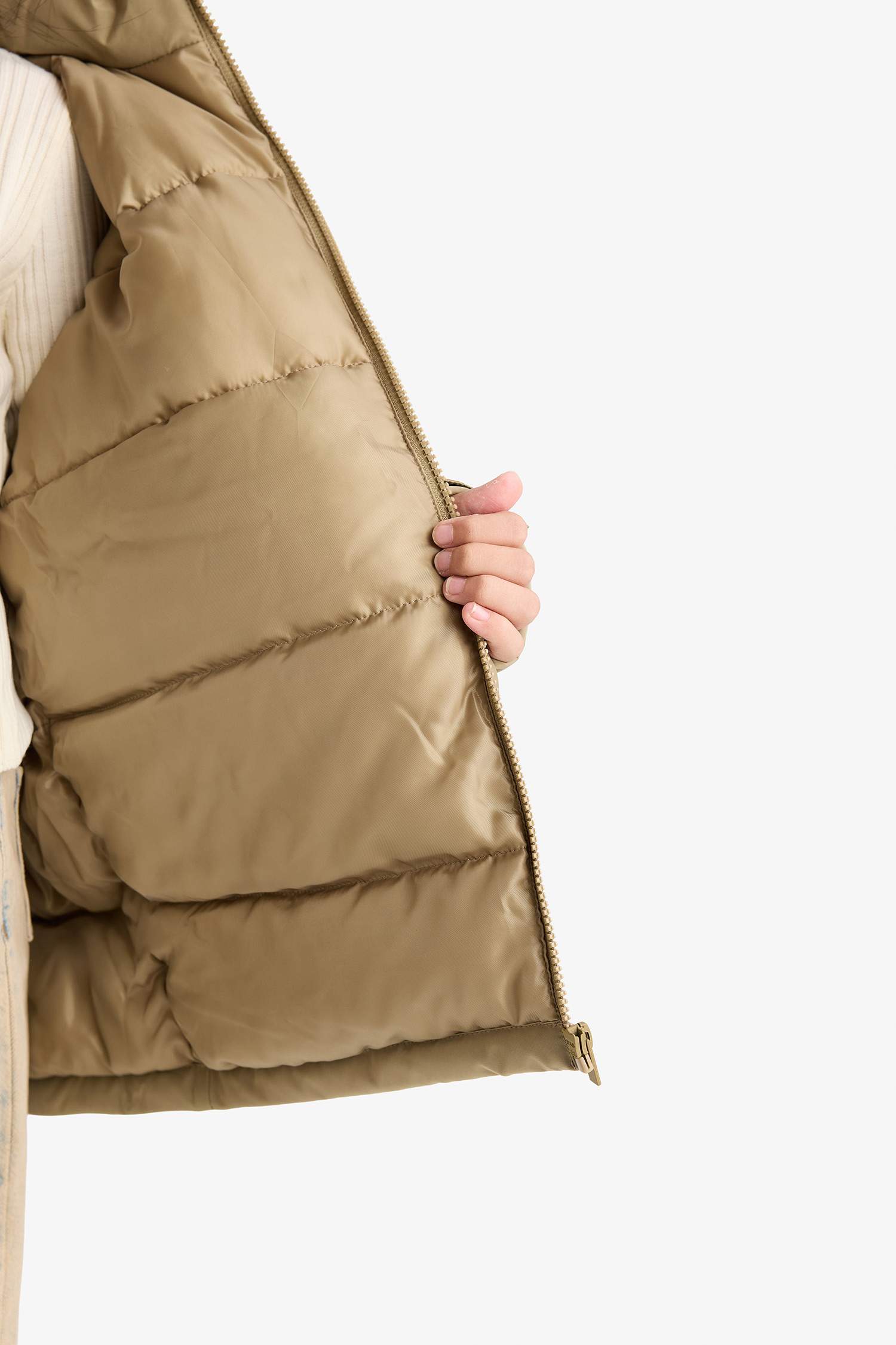 Kız Çocuk Çıkarılabilir Suni Kürk Yaka Kapüşonlu Parka