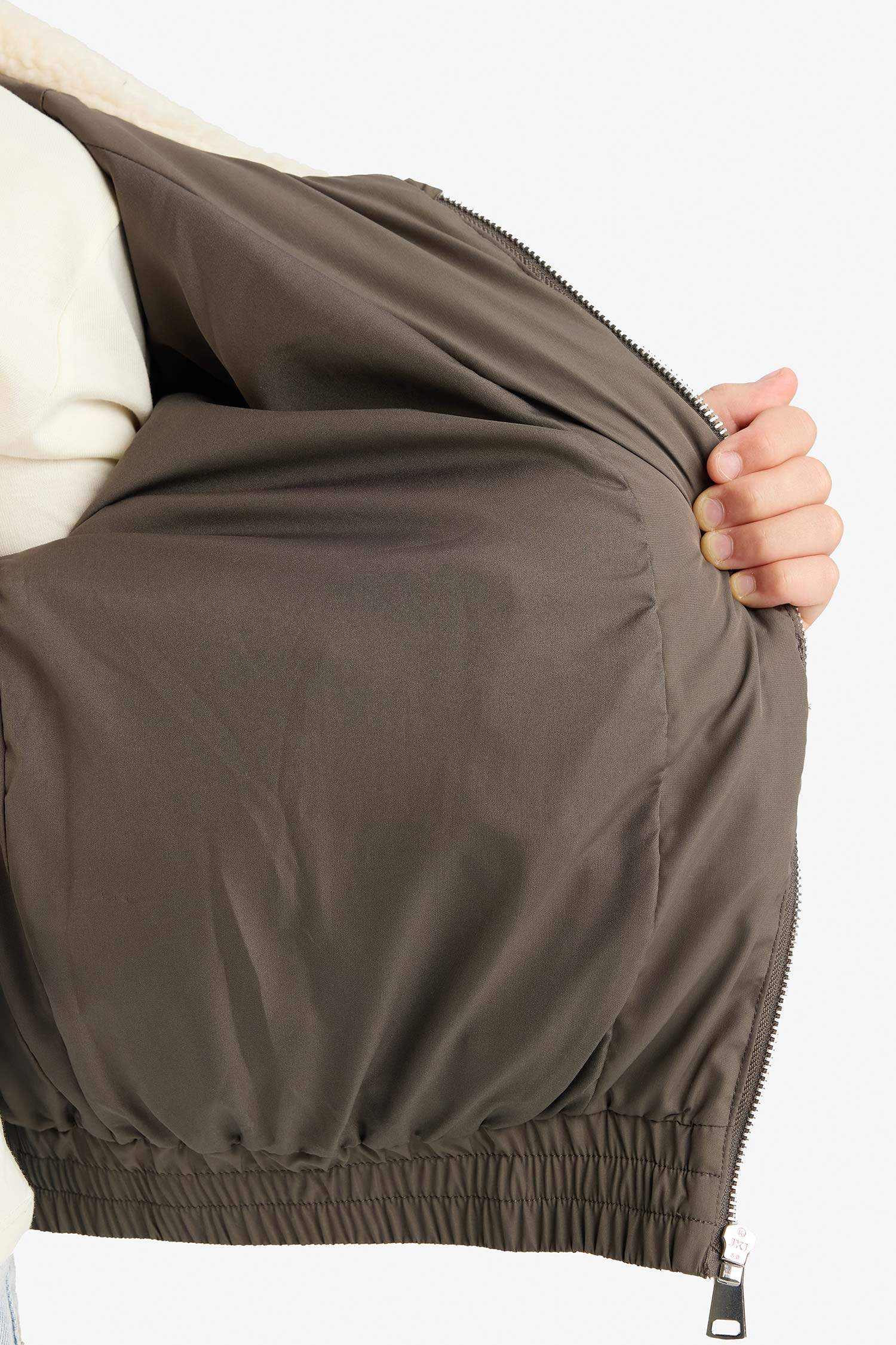 Kız Çocuk Pelüş Yakalı Fermuarlı Mont