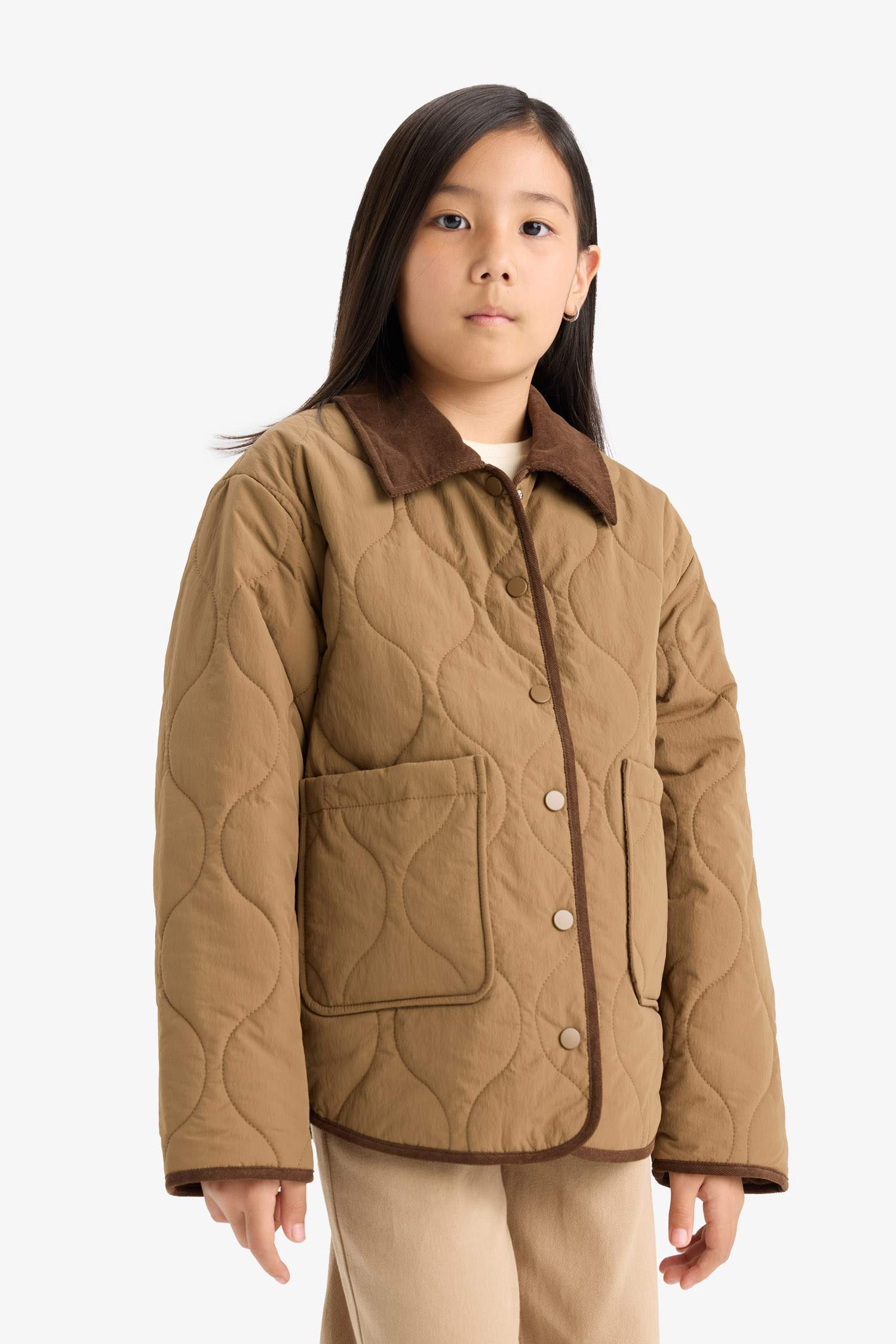 Veste matelassée imperméable coupe-vent à poches pour fille