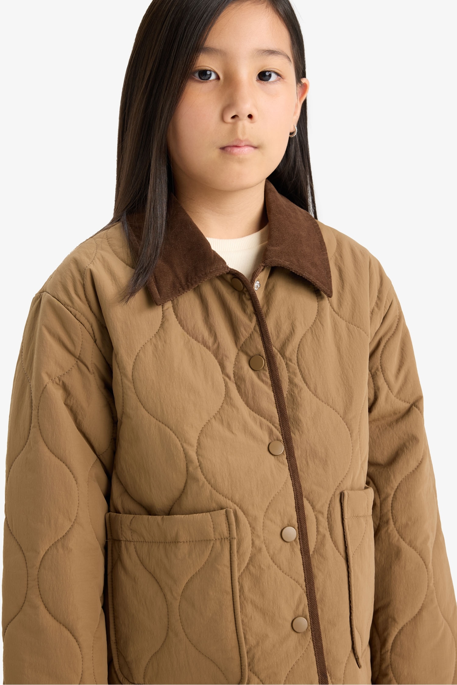 Veste matelassée imperméable coupe-vent à poches pour fille