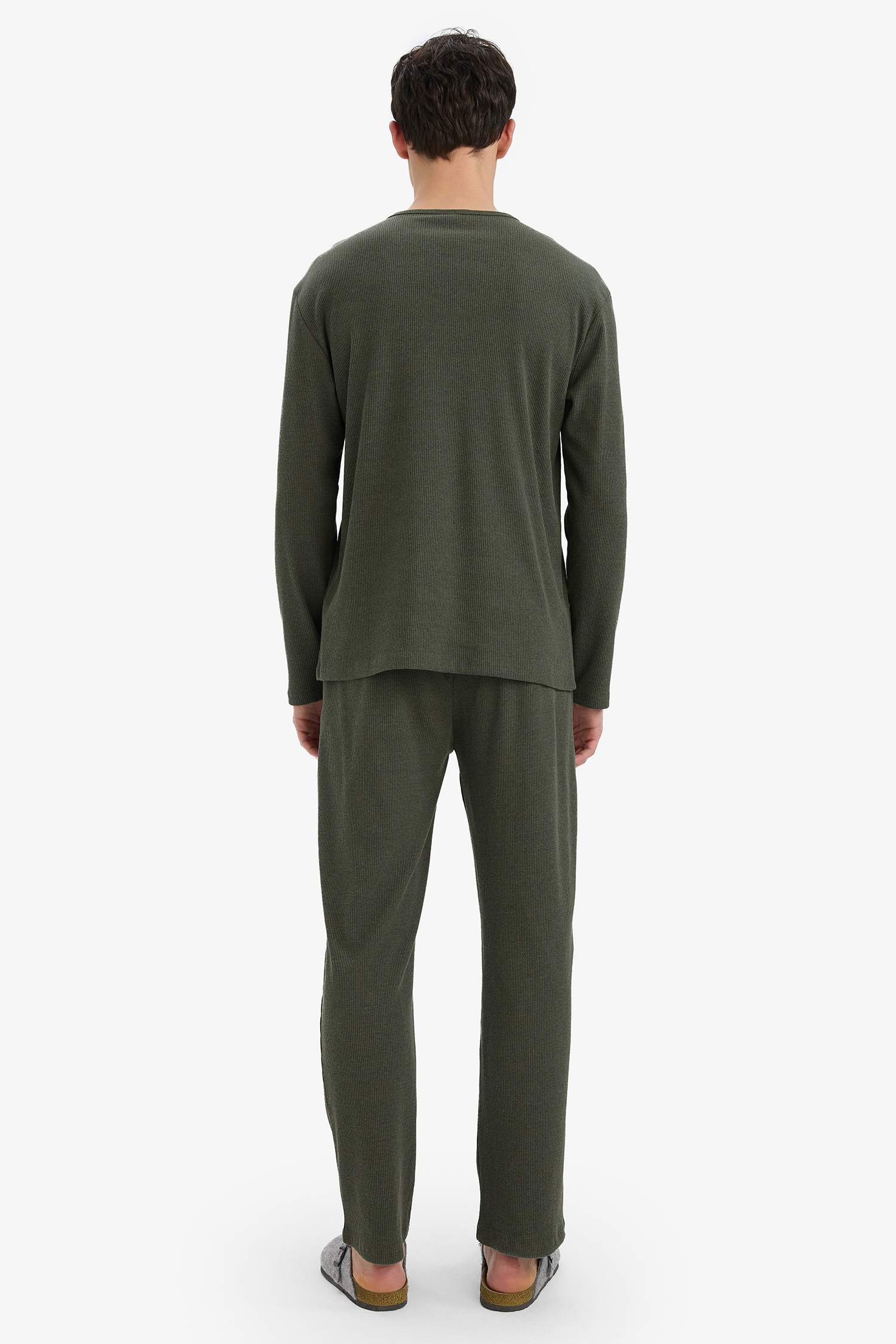 Corduroy Long Sleeve Top Bottom 2 Piece Pajama Set