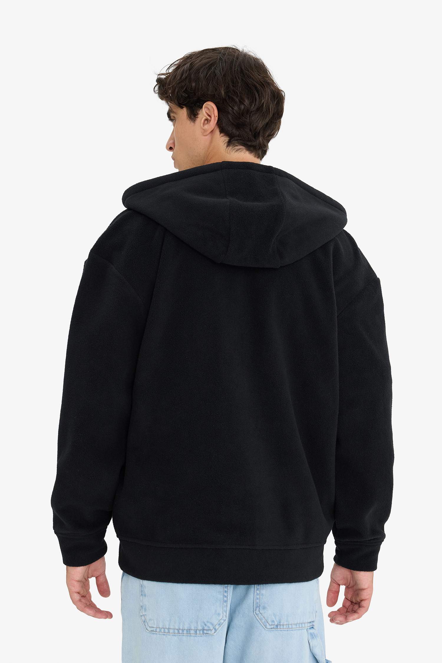 Boxy Fit Kapüşonlu Fermuarlı Polar Sweatshirt