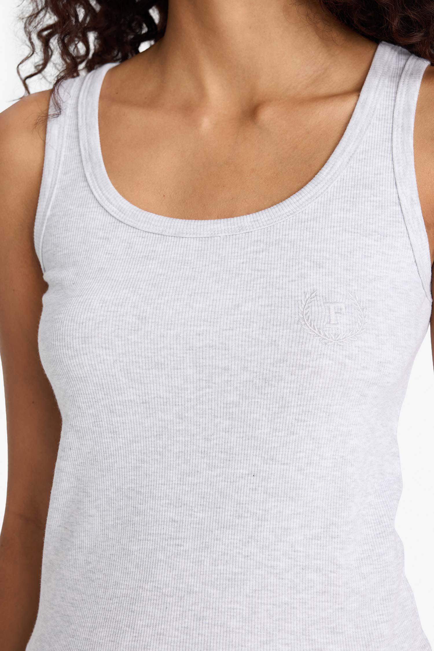 Regular Fit Yuvarlak Yaka Kolsuz Ribana Pijama Üstü-Fall in Love