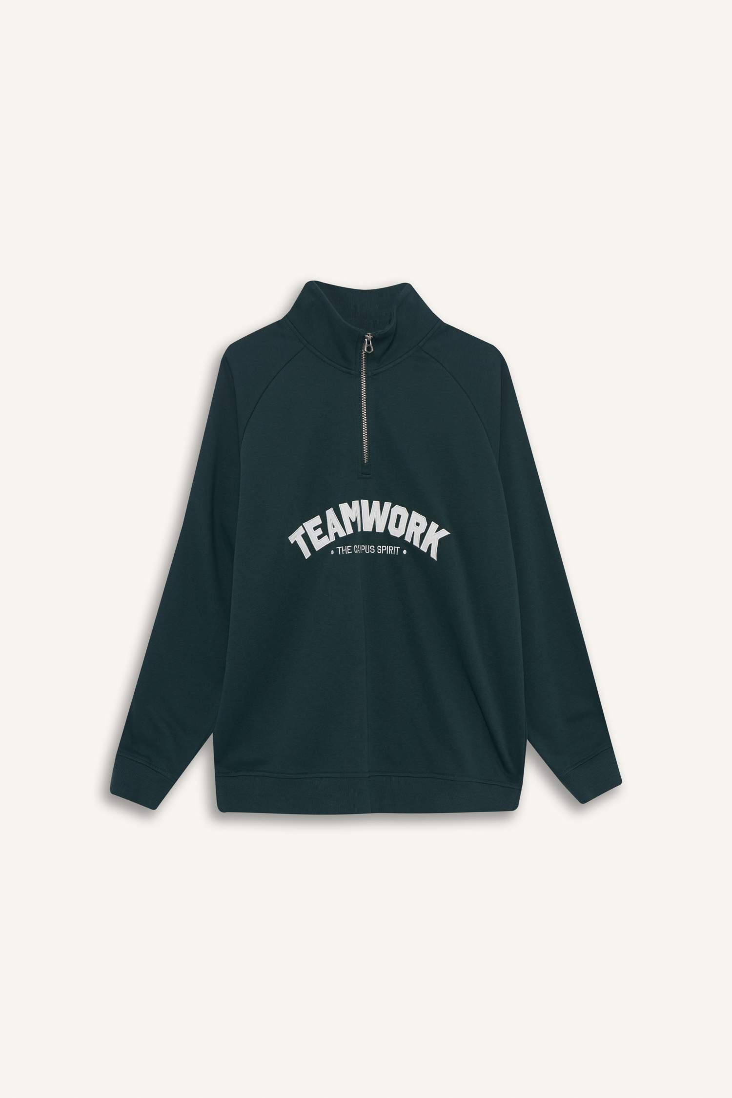 Sweatshirt Boxy imprimé à col montant demi-zip