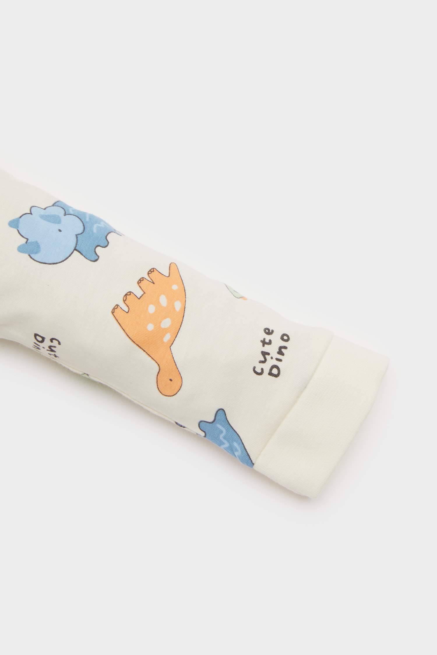 Erkek Bebek Yenidoğan Dinozor Baskılı Penye Tulum