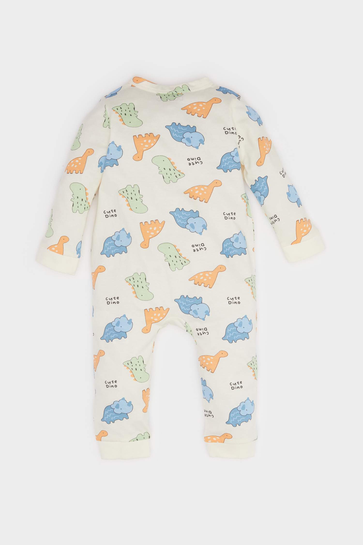 Erkek Bebek Yenidoğan Dinozor Baskılı Penye Tulum