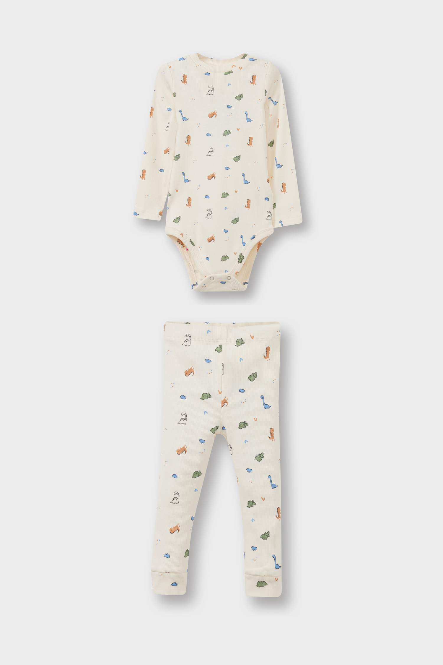 سيت بيبي ولادي اوفر وبنطلون مضلع بطبعة ديناصور - قطعتين