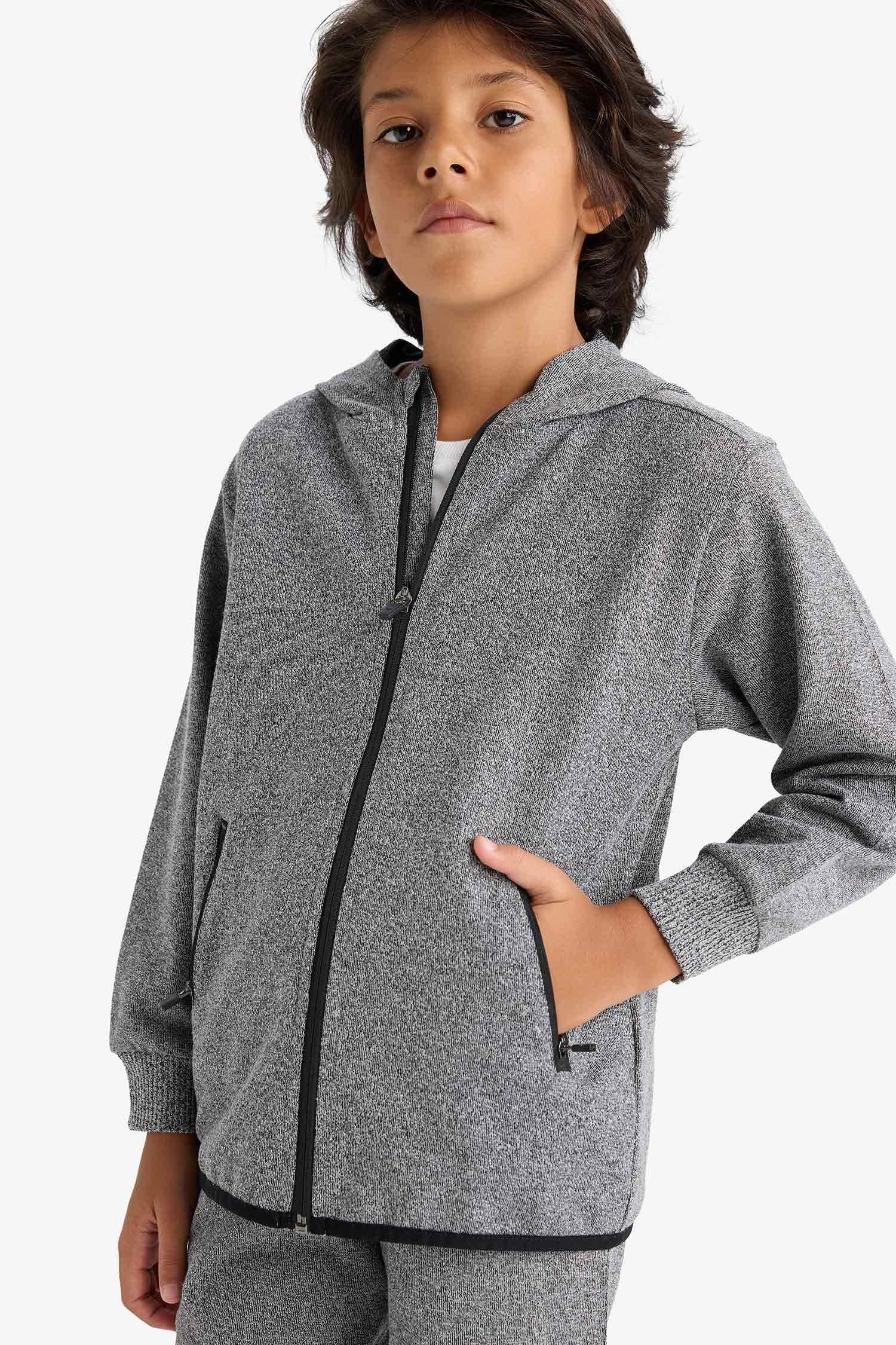 Boy Hooded Zippered Sweatshirt