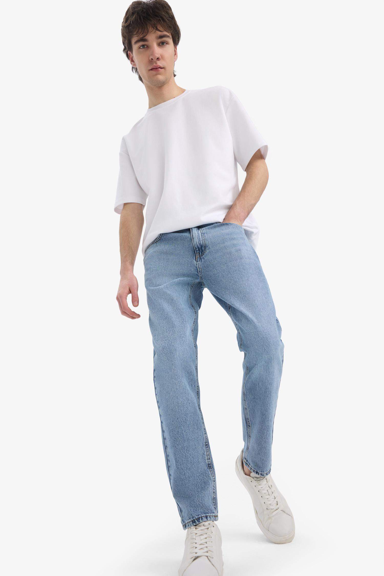 %100 Pamuk 90's Slim Fit Dar Kalıp Yüksek Bel Dar Paça Kar Yıkamalı Jean Pantolon