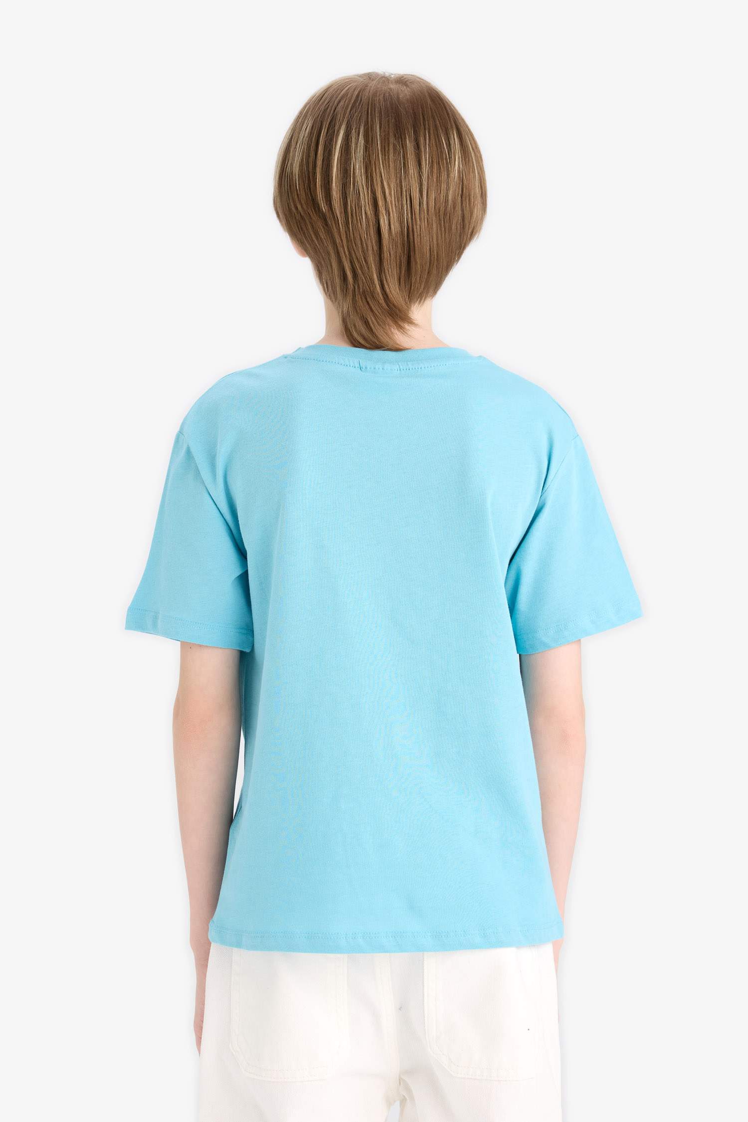 Erkek Çocuk Bisiklet Yaka Baskılı Kısa Kollu Tişört