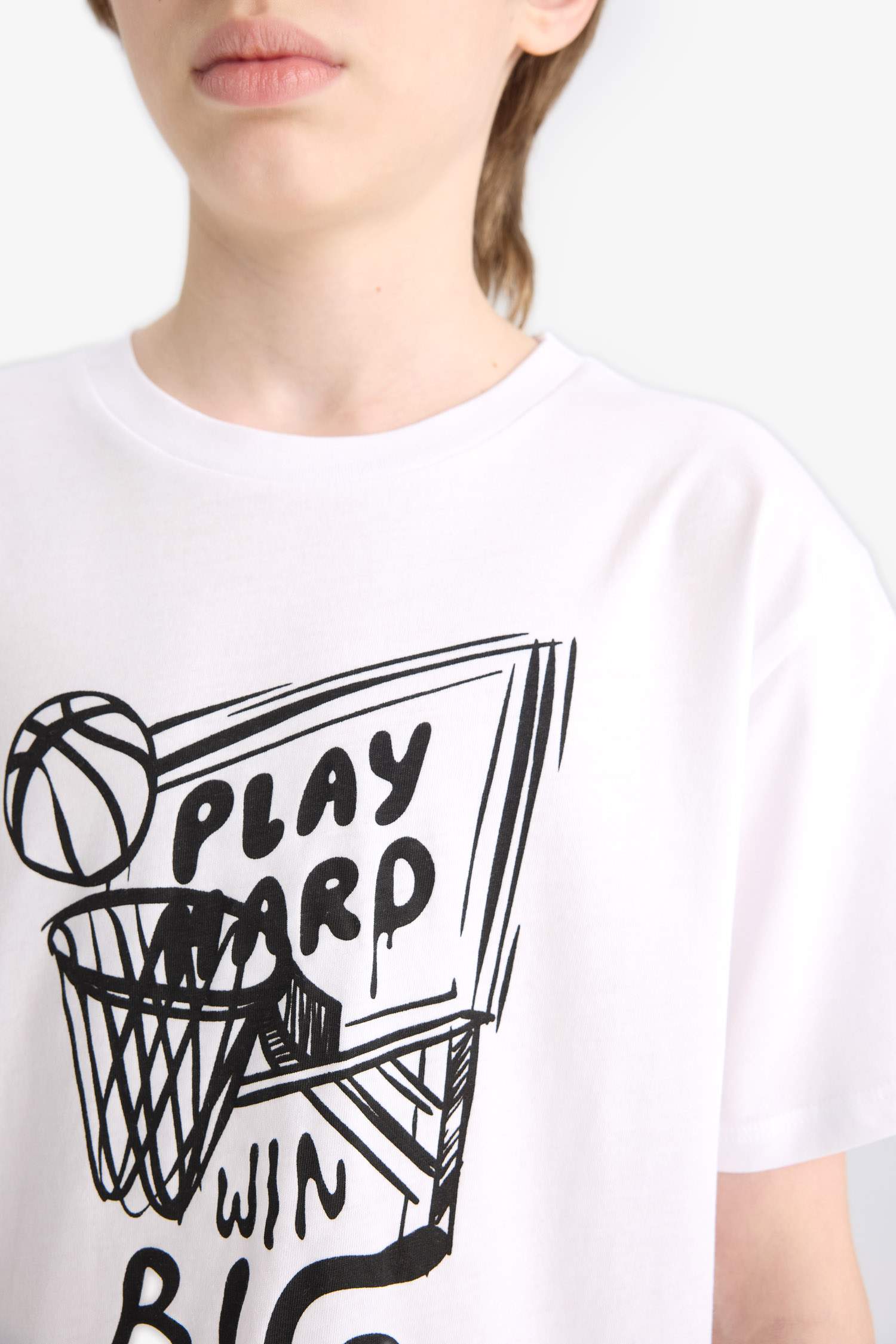 Erkek Çocuk Bisiklet Yaka Baskılı Kısa Kollu Tişört