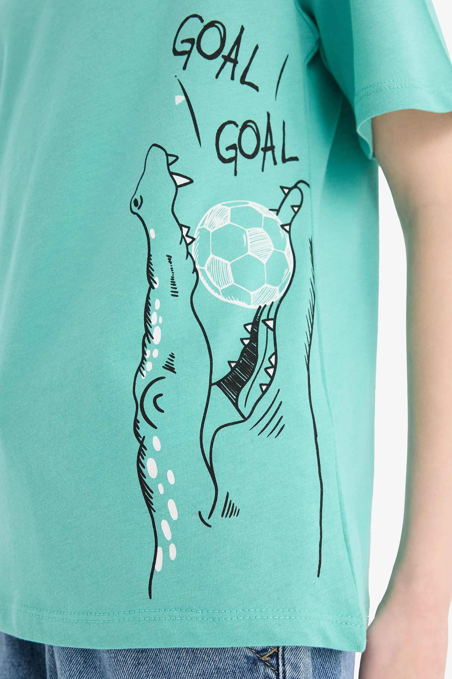 Erkek Çocuk Bisiklet Yaka Baskılı Kısa Kollu Tişört