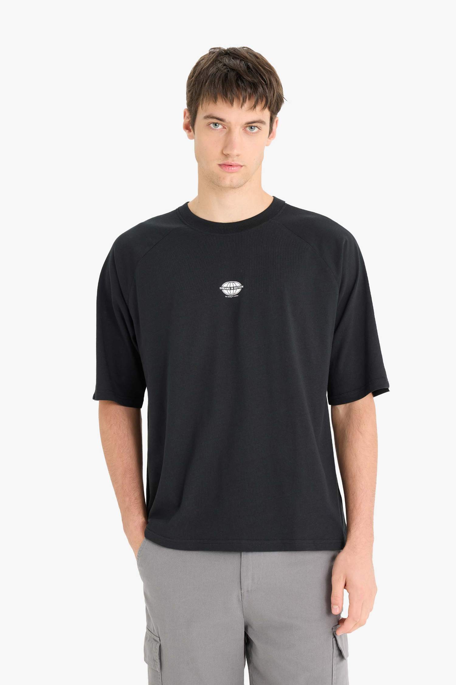 Cotton Loose Fit Crew Neck Printed T-Shirt