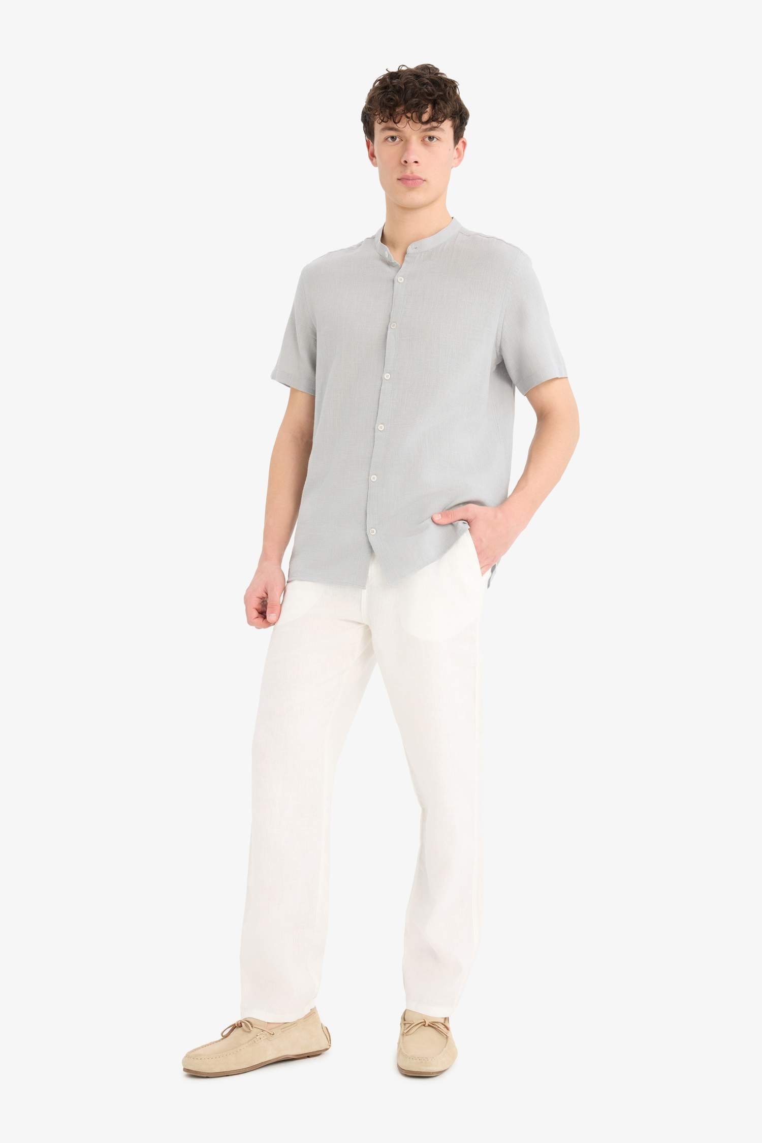 %100 Pamuk Regular Fit Polo Yaka Kısa Kollu Gömlek