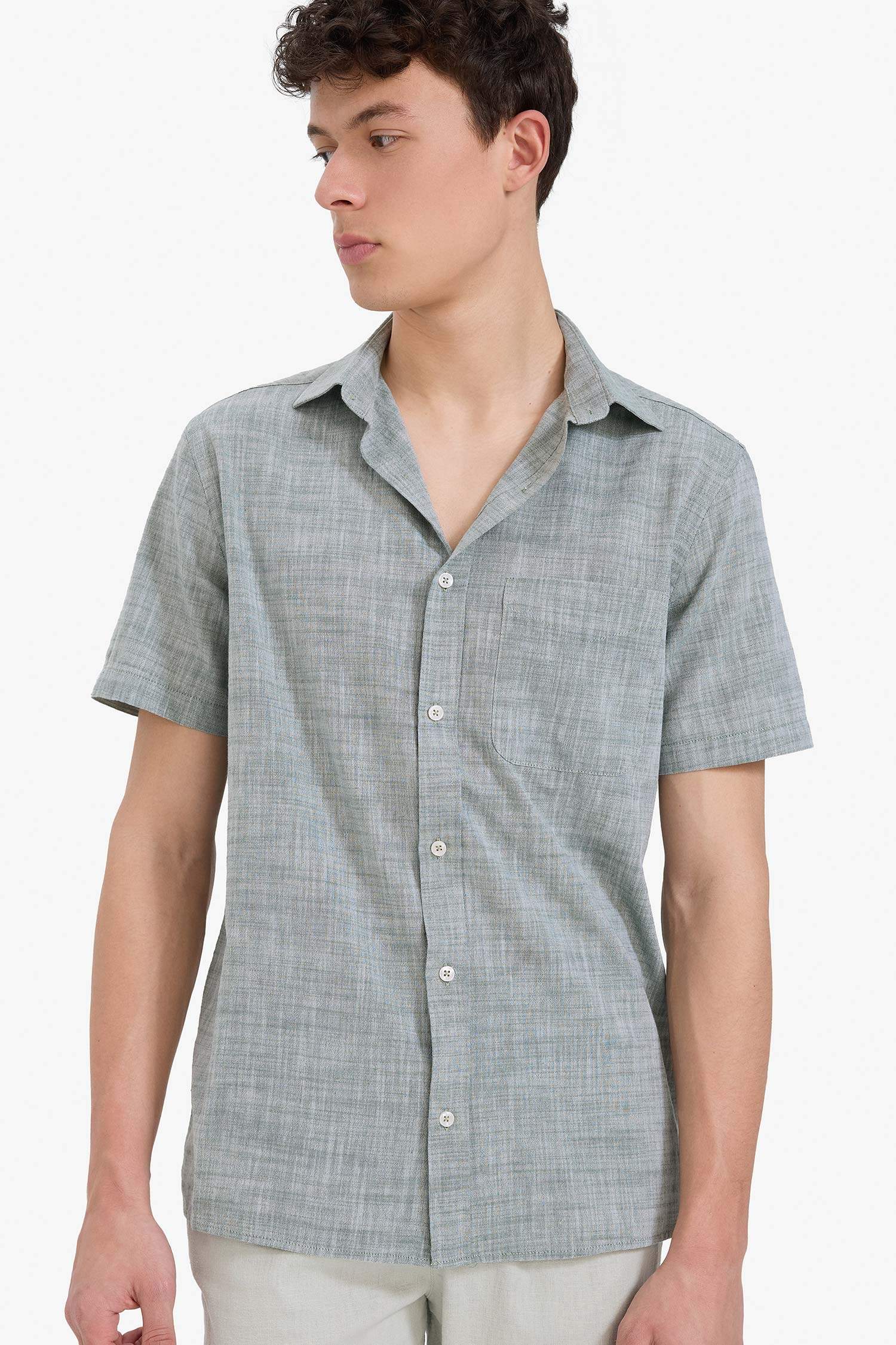 %100 Pamuk Regular Fit Polo Yaka Kısa Kollu Gömlek