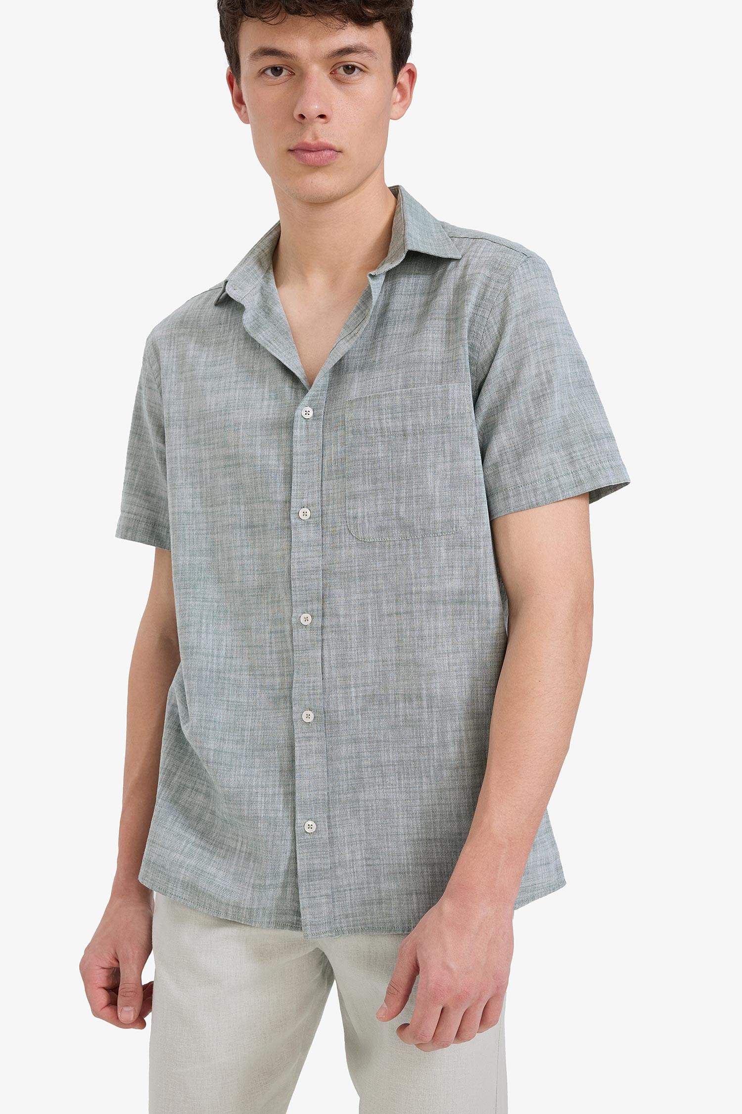 %100 Pamuk Regular Fit Polo Yaka Kısa Kollu Gömlek