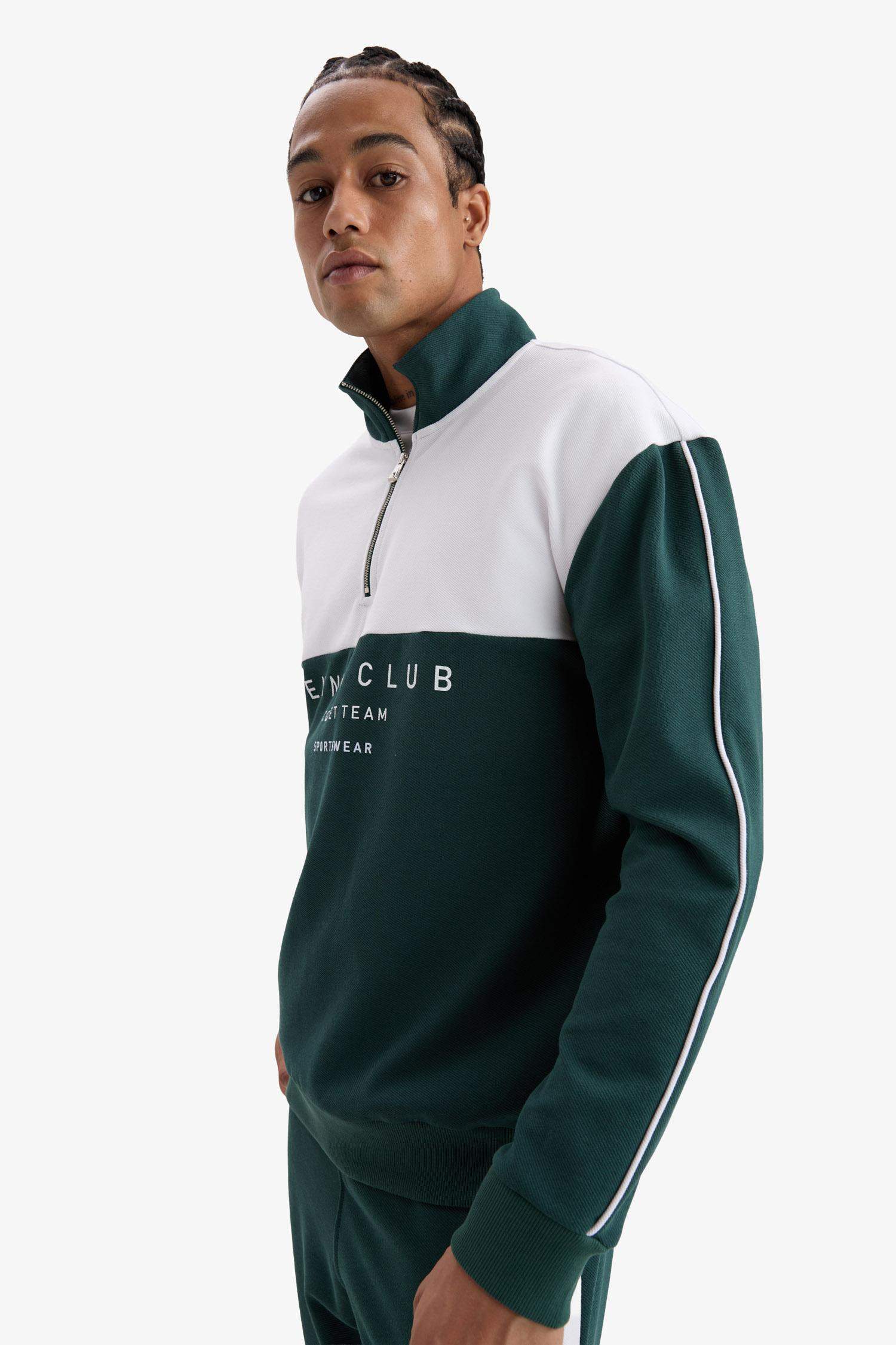 DeFactoFit Boxy Fit Stand Collar Printed Sports Sweatshirt