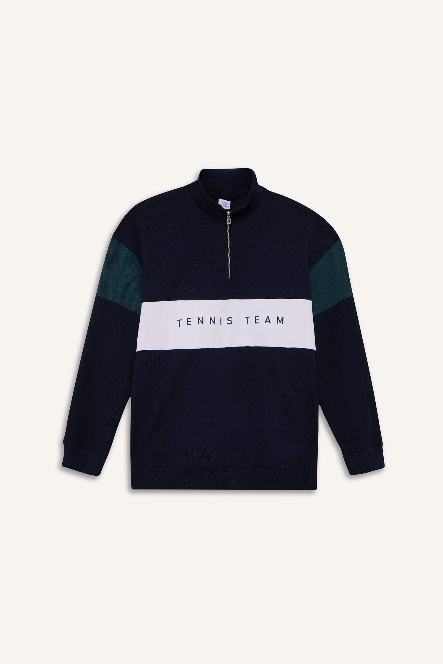 DeFactoFit Boxy Fit Dik Yaka Yarım Fermuarlı Sporcu Sweatshirt 