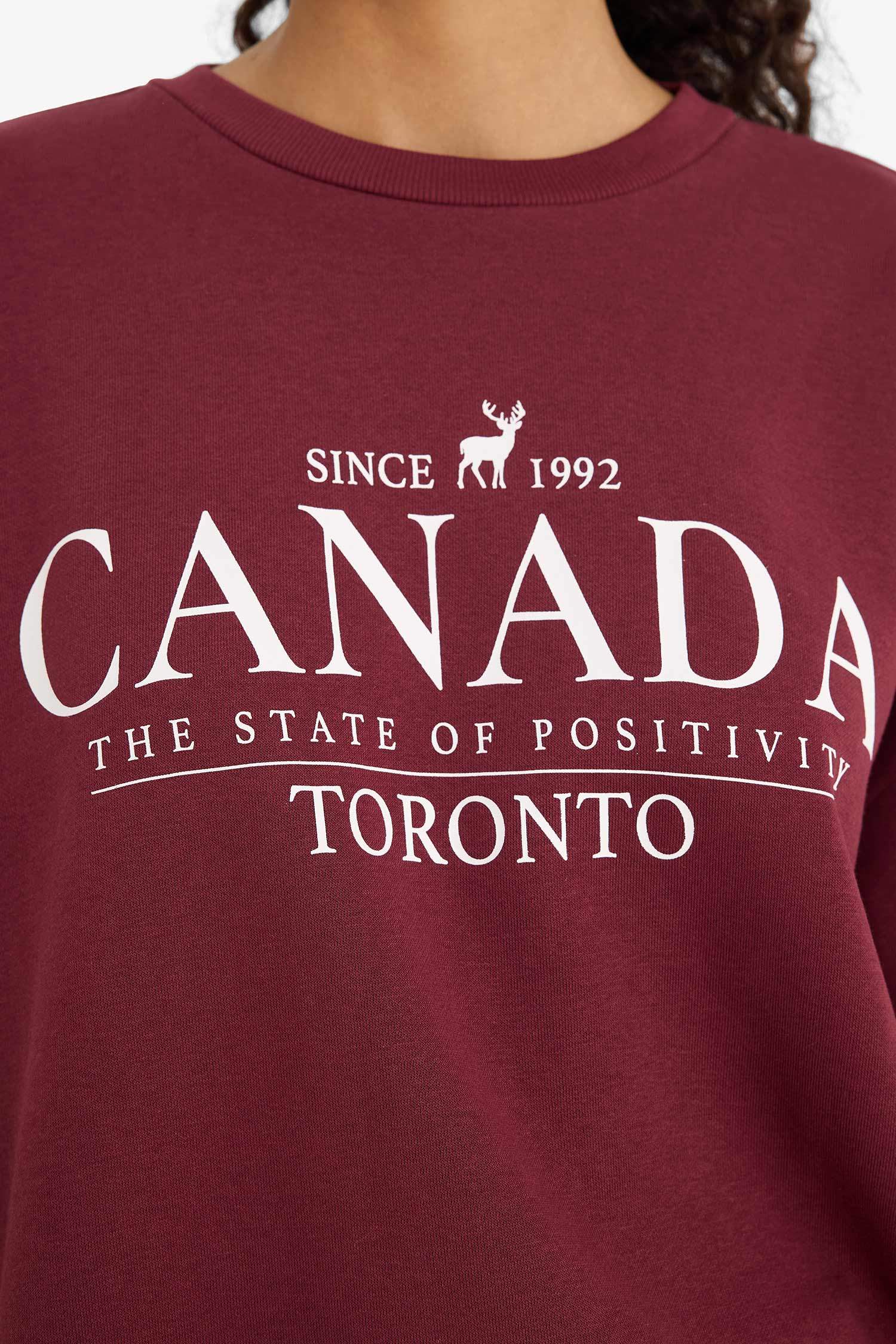 سويت شيرت اوفر سايز مطبوع برقبة مستديرة