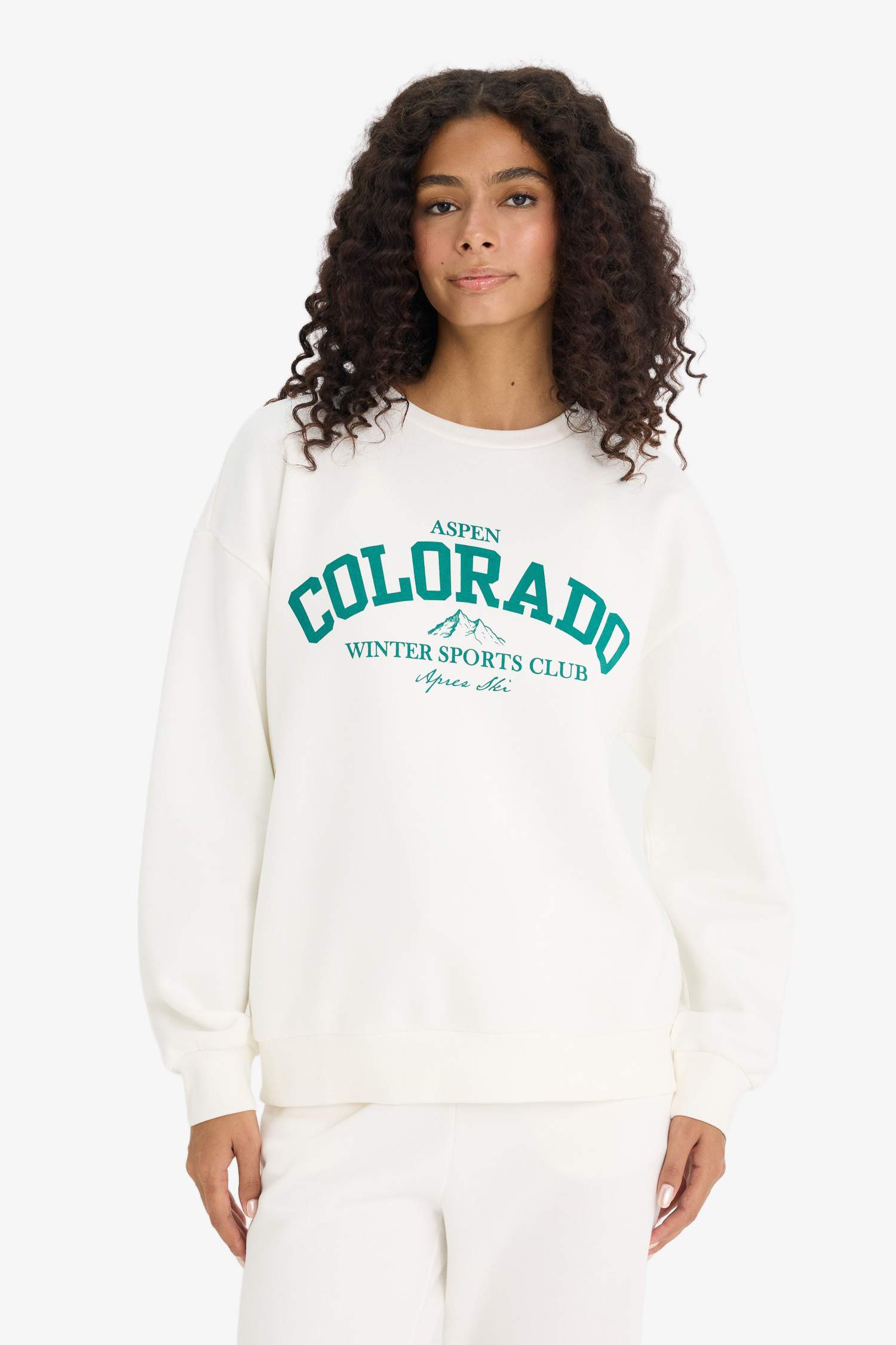 Oversize Fit Printed Long Sleeve Sweatshirt