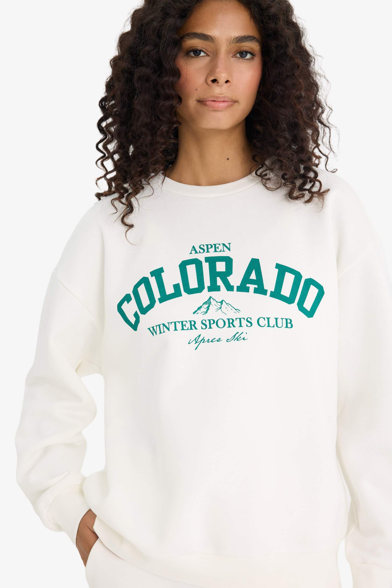 Oversize Fit Printed Long Sleeve Sweatshirt