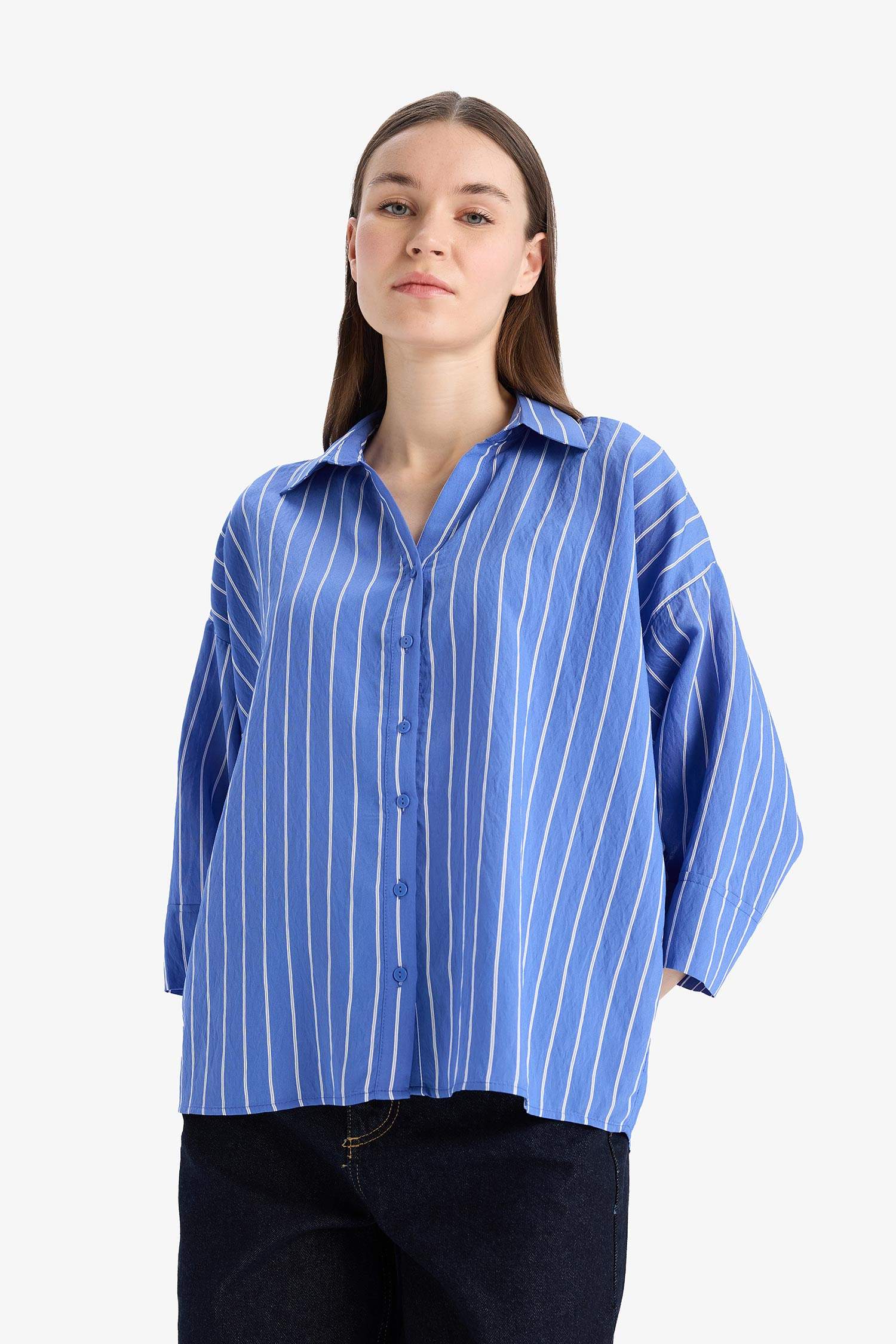 Chemise rayée à manches longues Coupe régulière