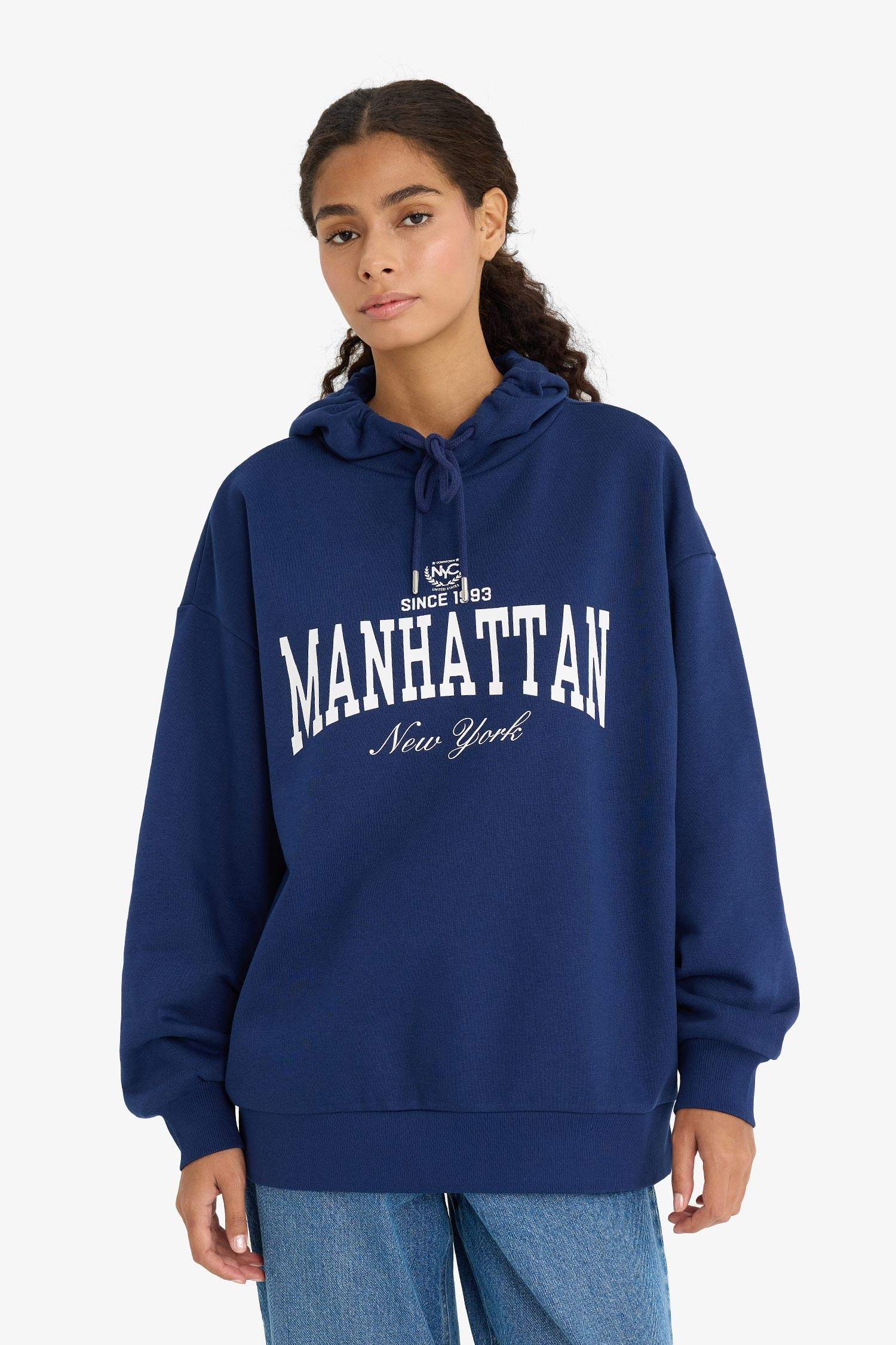 Oversize Fit Hooded Printed Thick Fabric Sweatshirt